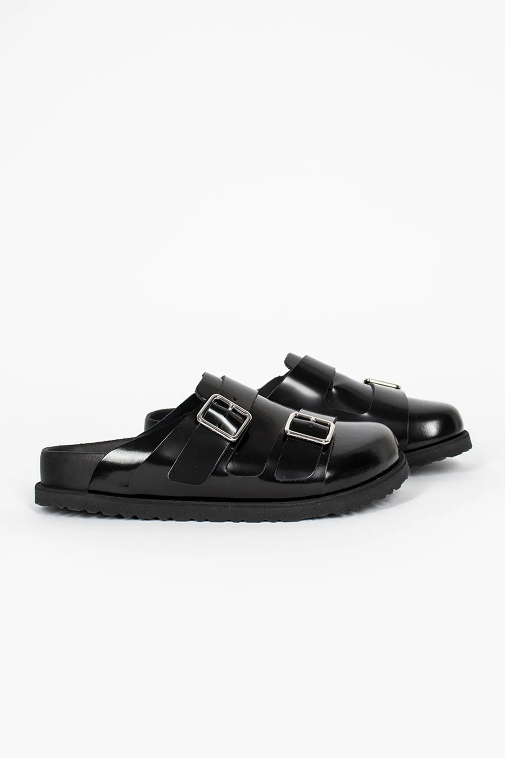 222 West Leather Sandals Black Drop Step