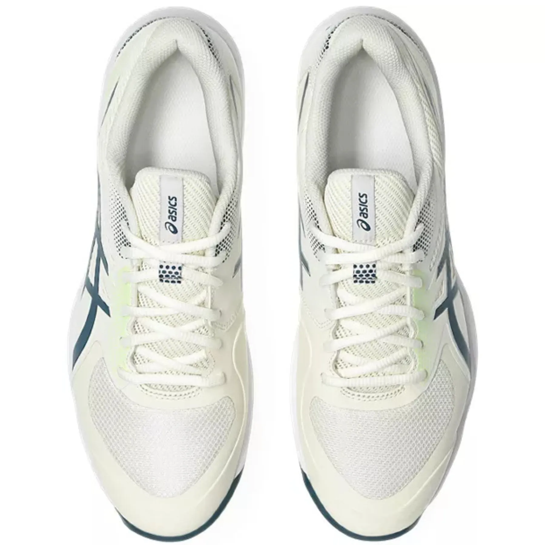 Asics Game FF Mens Pickleball Shoes - Cream/Tranquil Teal lace up closure