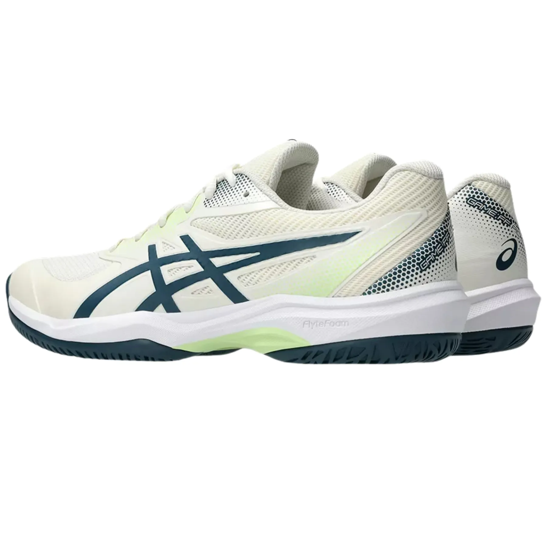Non Slip Asics Game FF Mens Pickleball Shoes - Cream/Tranquil Teal