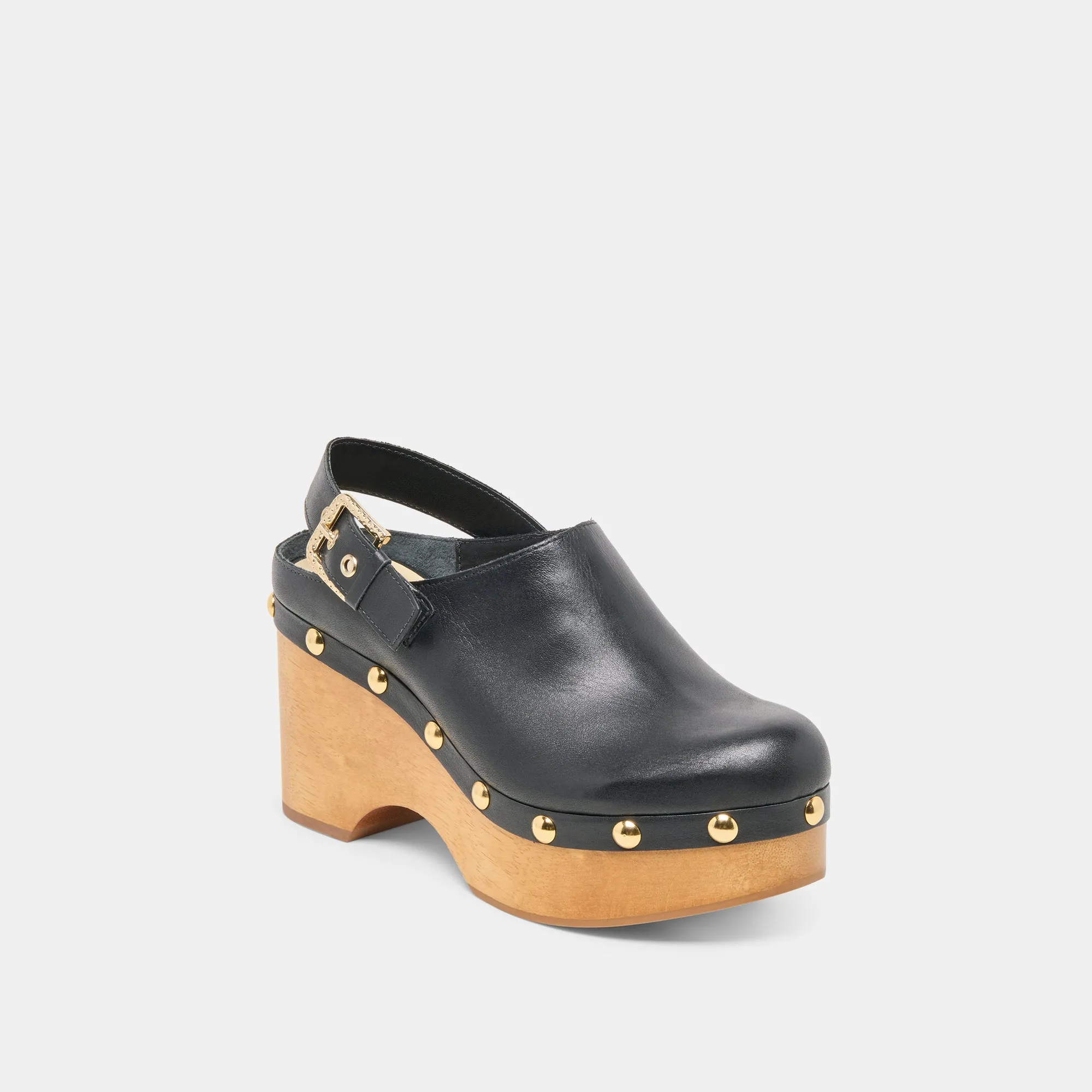 Water Resistant ADELAN CLOGS BLACK LEATHER