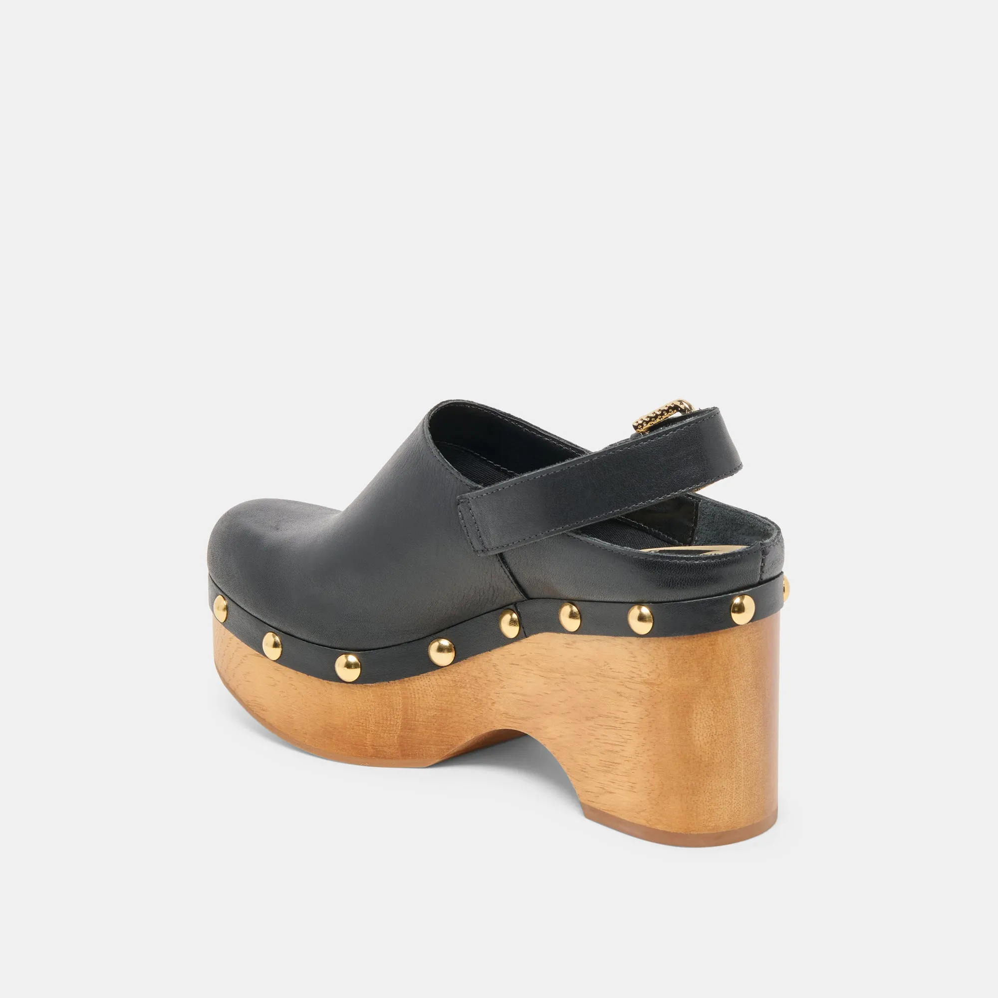 Cushioned Sole ADELAN CLOGS BLACK LEATHER