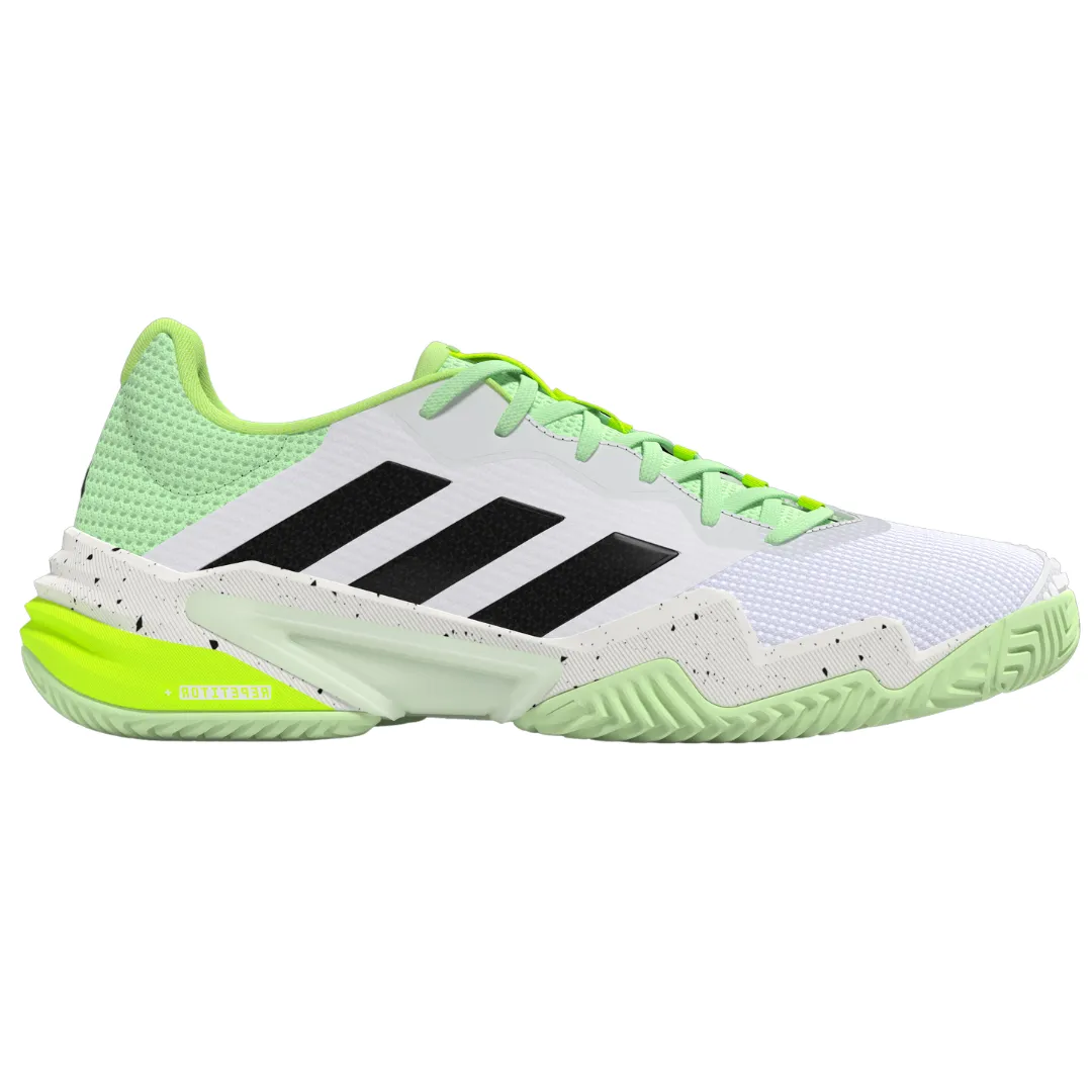 Adidas Barricade 13 Mens Tennis Shoes - White/Black/Green Breathable mesh