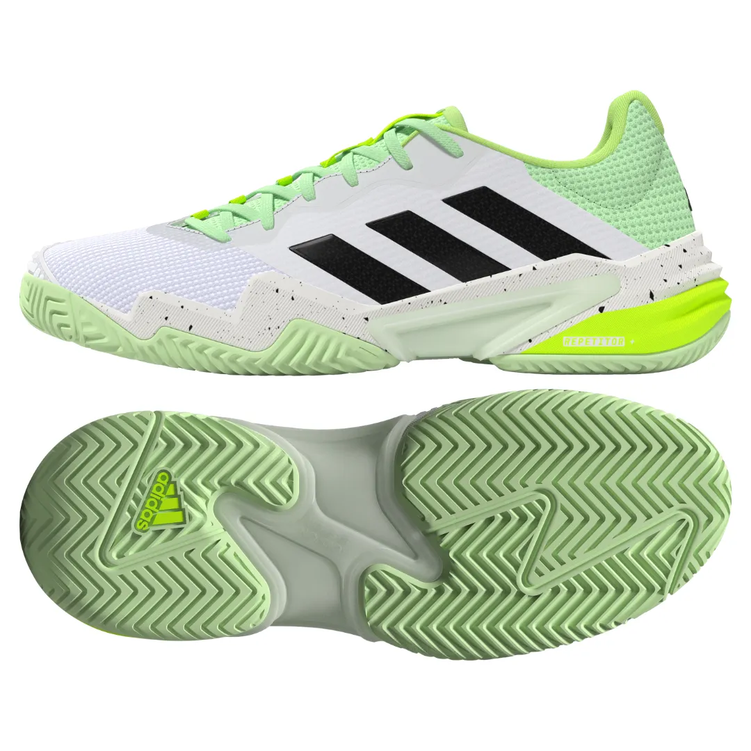 Adidas Barricade 13 Mens Tennis Shoes - White/Black/Green Mobility Seekers Everyday Use