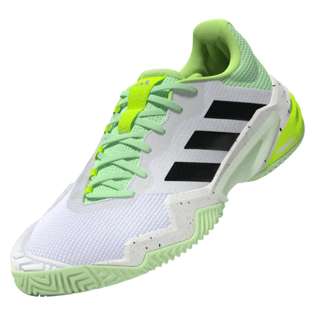 Adidas Barricade 13 Mens Tennis Shoes - White/Black/Green Warm Fit