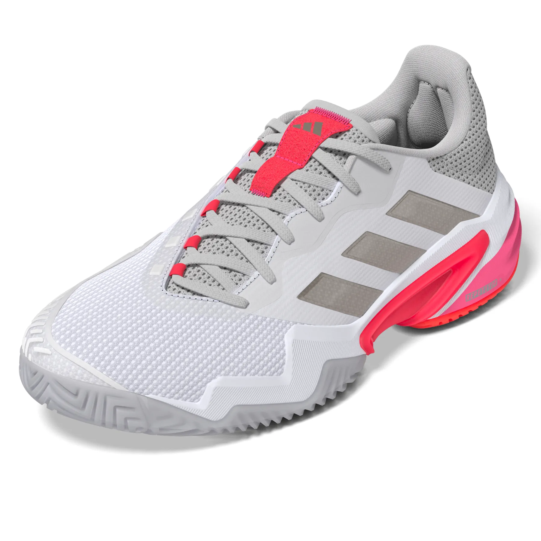 Adidas Barricade 13 Womens Tennis Shoes - Cloud White/Champagne Met. /Lucid Red Hybrid style Wide toe box