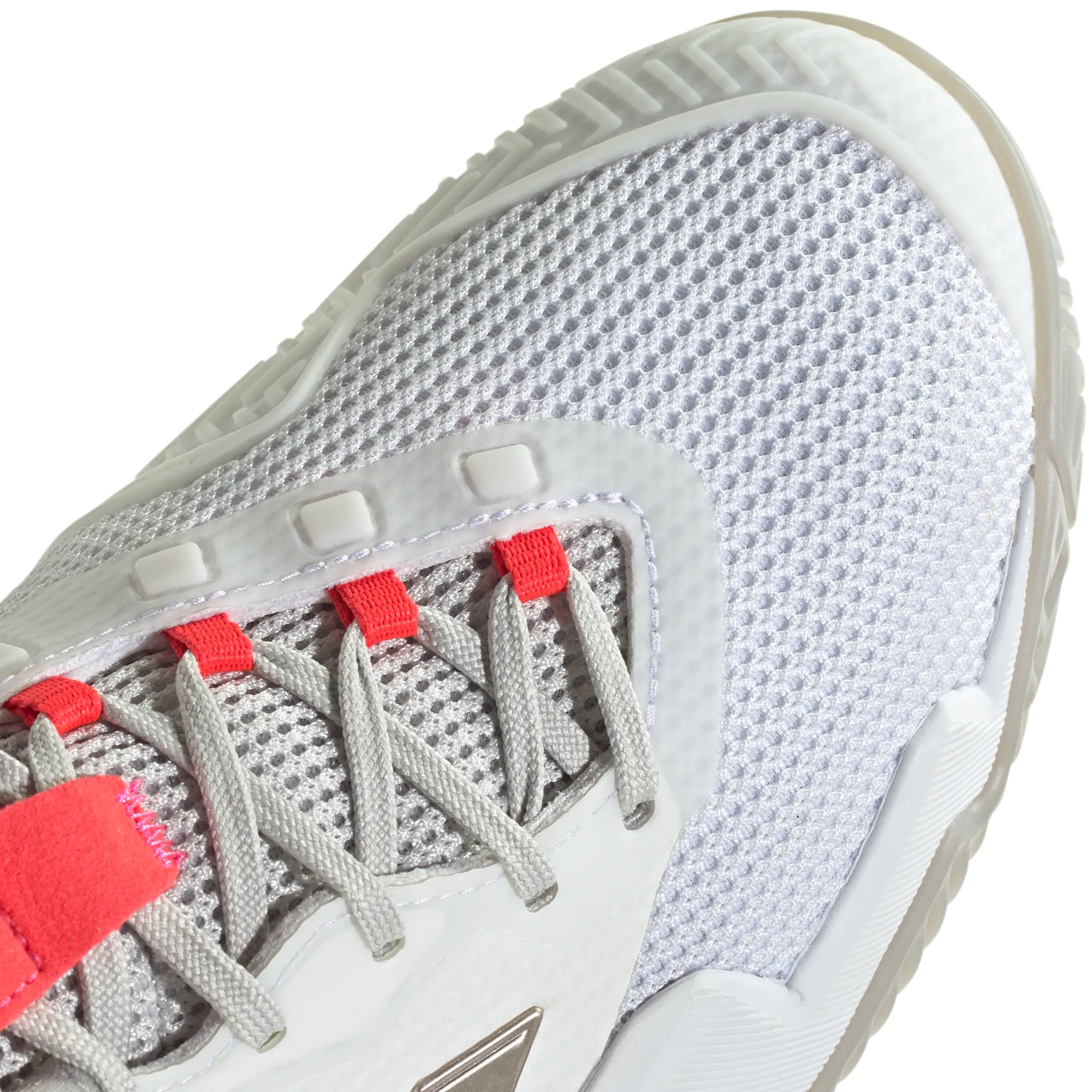Flexible Design Streamlined Fit Adidas Barricade 13 Womens Tennis Shoes - Cloud White/Champagne Met. /Lucid Red