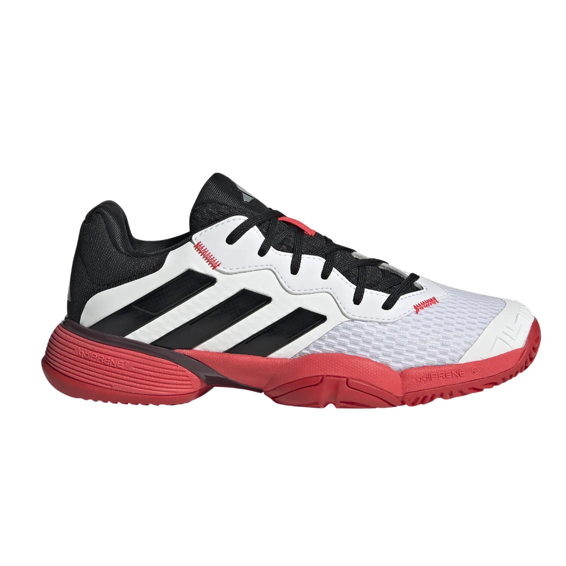 Adidas Barricade Kids Tennis Shoes - FTWWHT/CBLACK/LUCRED Cool Mesh Contoured Footbed
