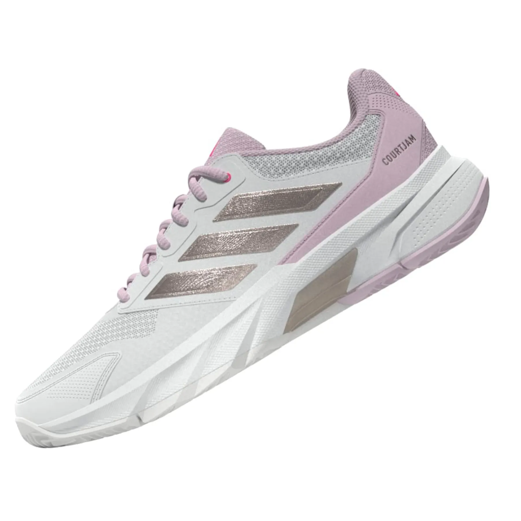 City Runners Adidas Courtjam Control 3 Women Tennis Shoes - White/Silver Metallic/Lucid Pink