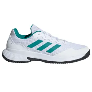PU midsole Fashionable Adidas Gamecourt 2.0 Mens Tennis Shoes - Footwear White/Pure Teal/Core Black