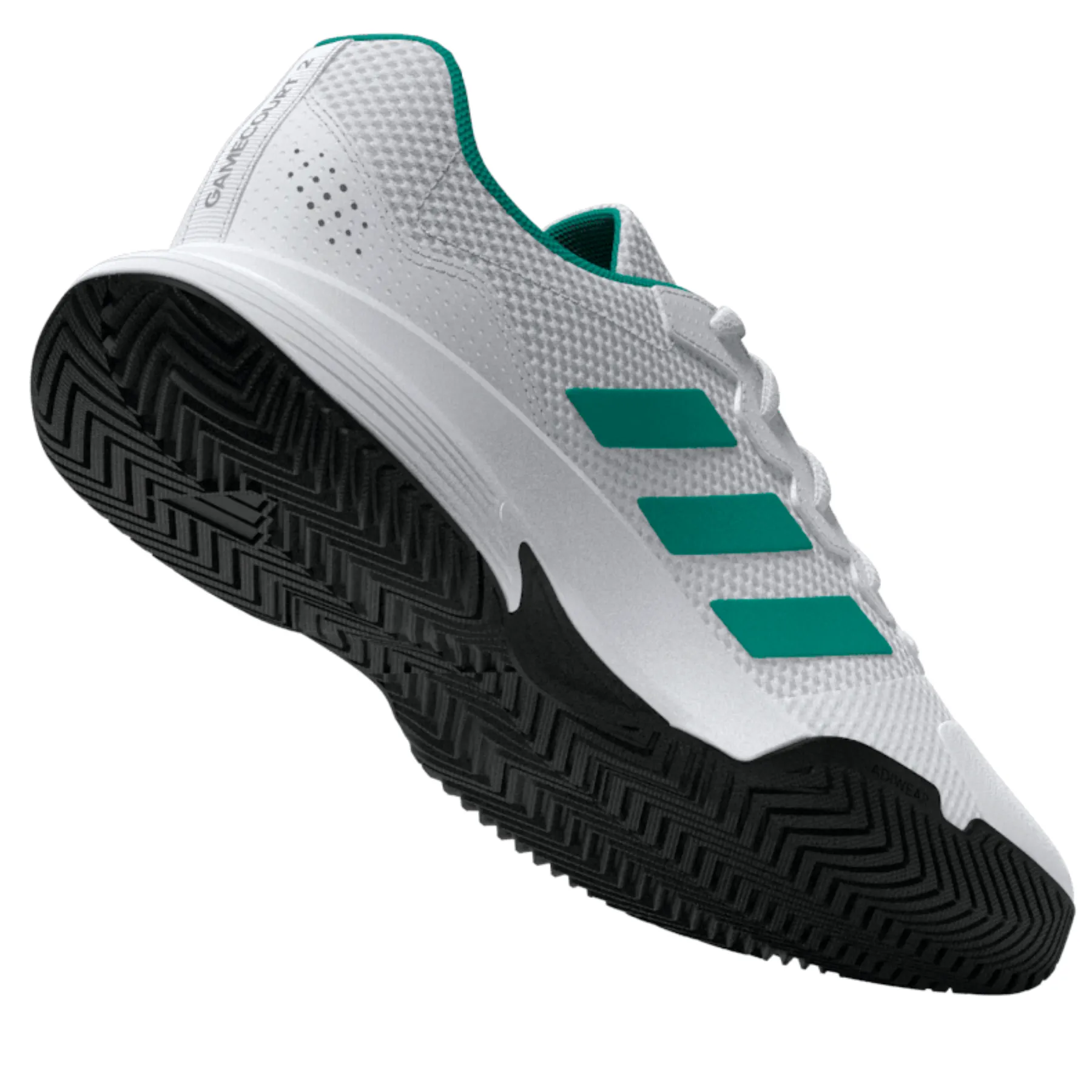 Adidas Gamecourt 2.0 Mens Tennis Shoes - Footwear White/Pure Teal/Core Black Elastic