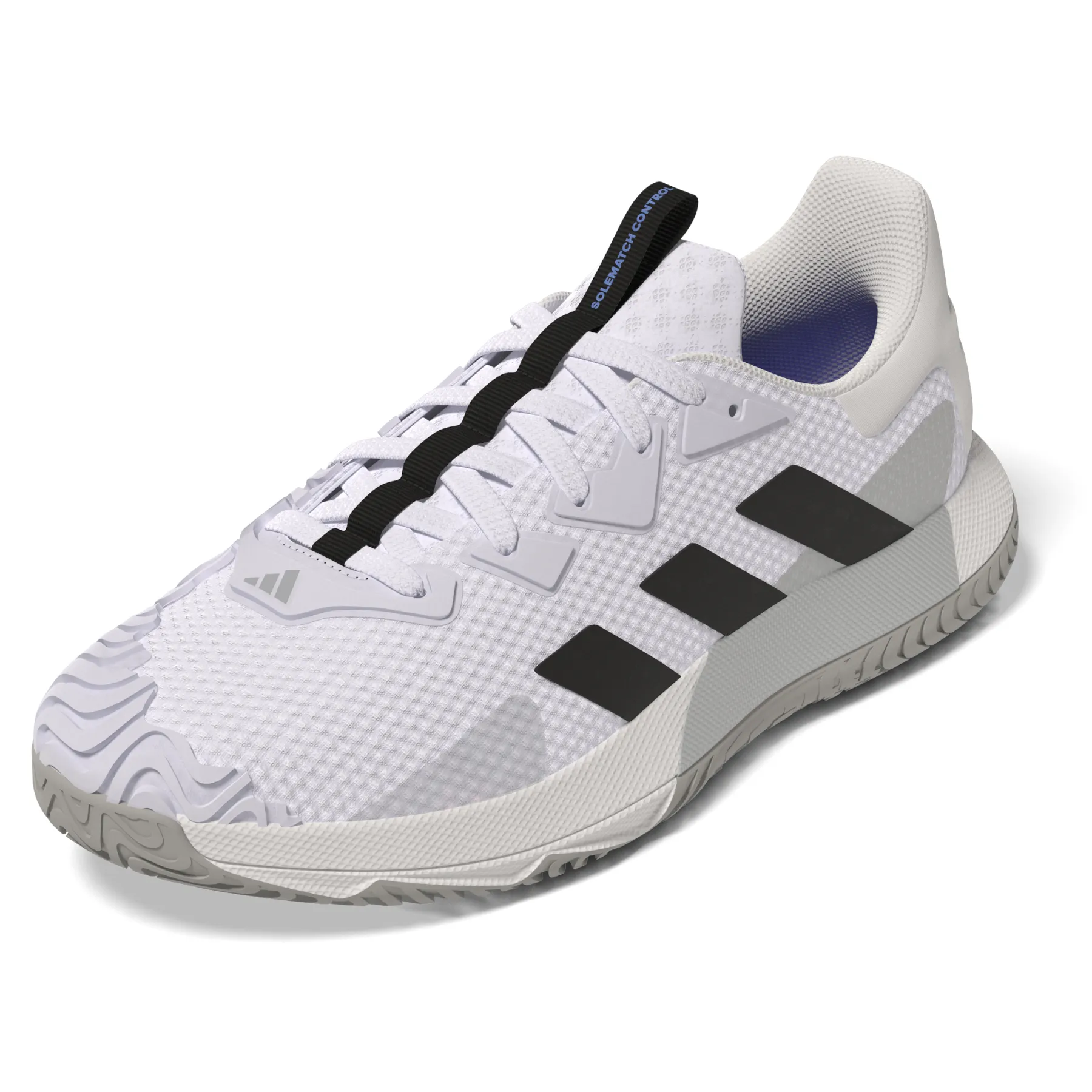 Adidas Performance Sole Match Control Ftw White/Core Black/Lucblu Men Tennis Shoes Zip Up Design