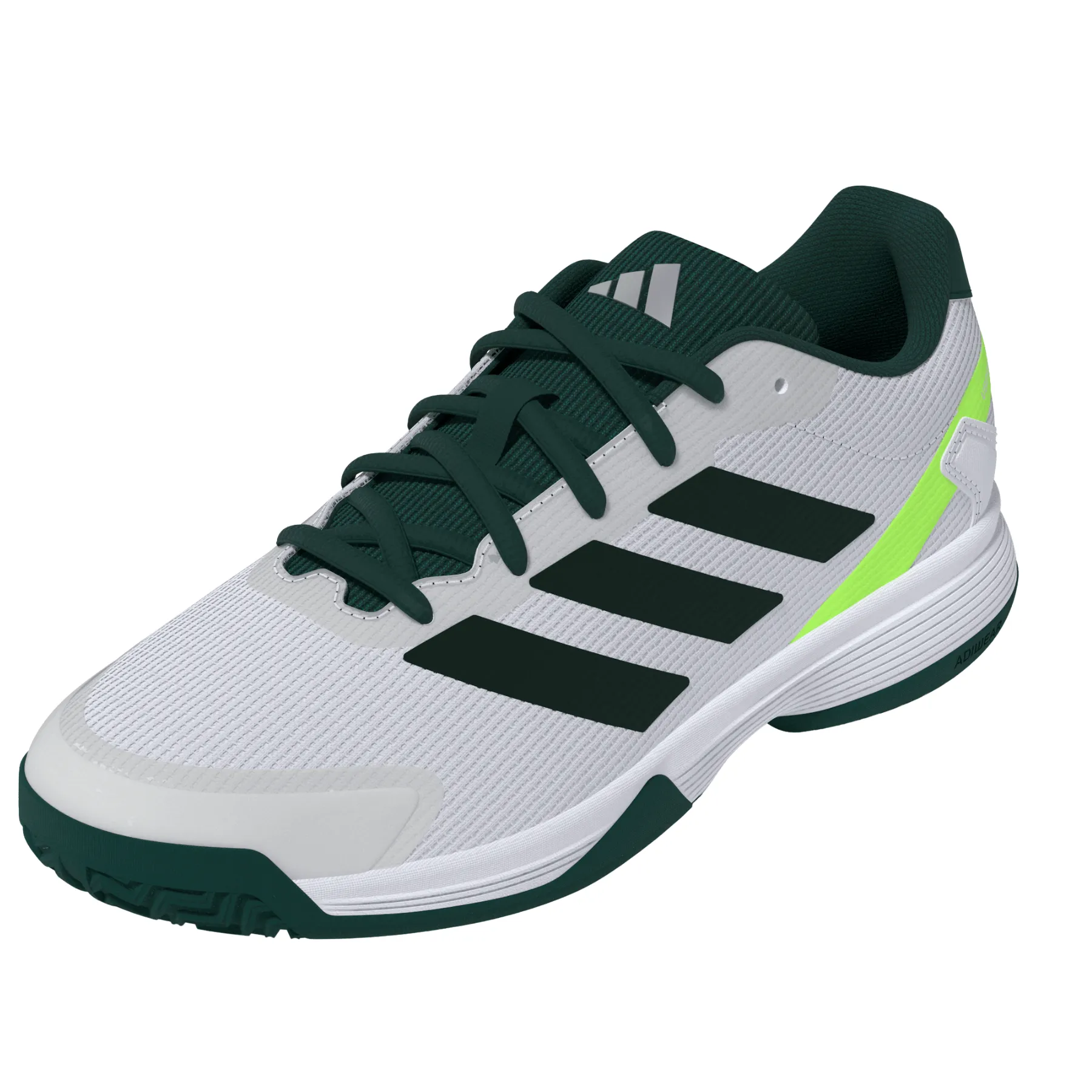 Ventilated Panel Wide toe box Adidas Ubersonic Junior Tennis Shoes - Pure Teal/Silver Metallic/ Lucid Lemon