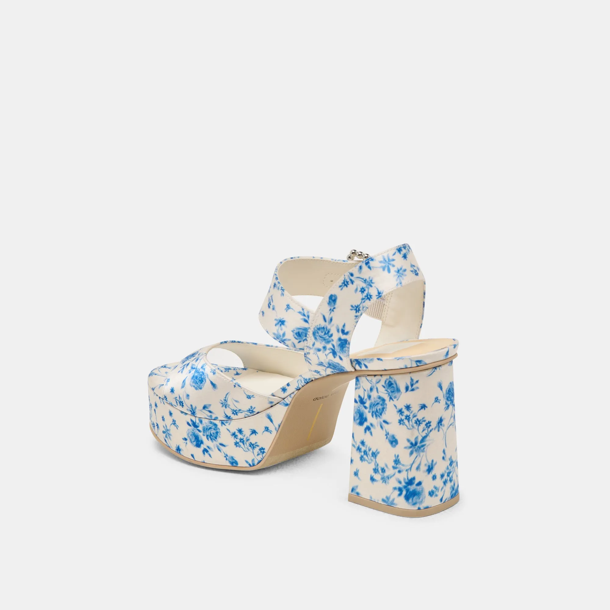 Black Tie Event Heels Graceful BOBBY PEARL HEELS BLUE FLORAL SATIN