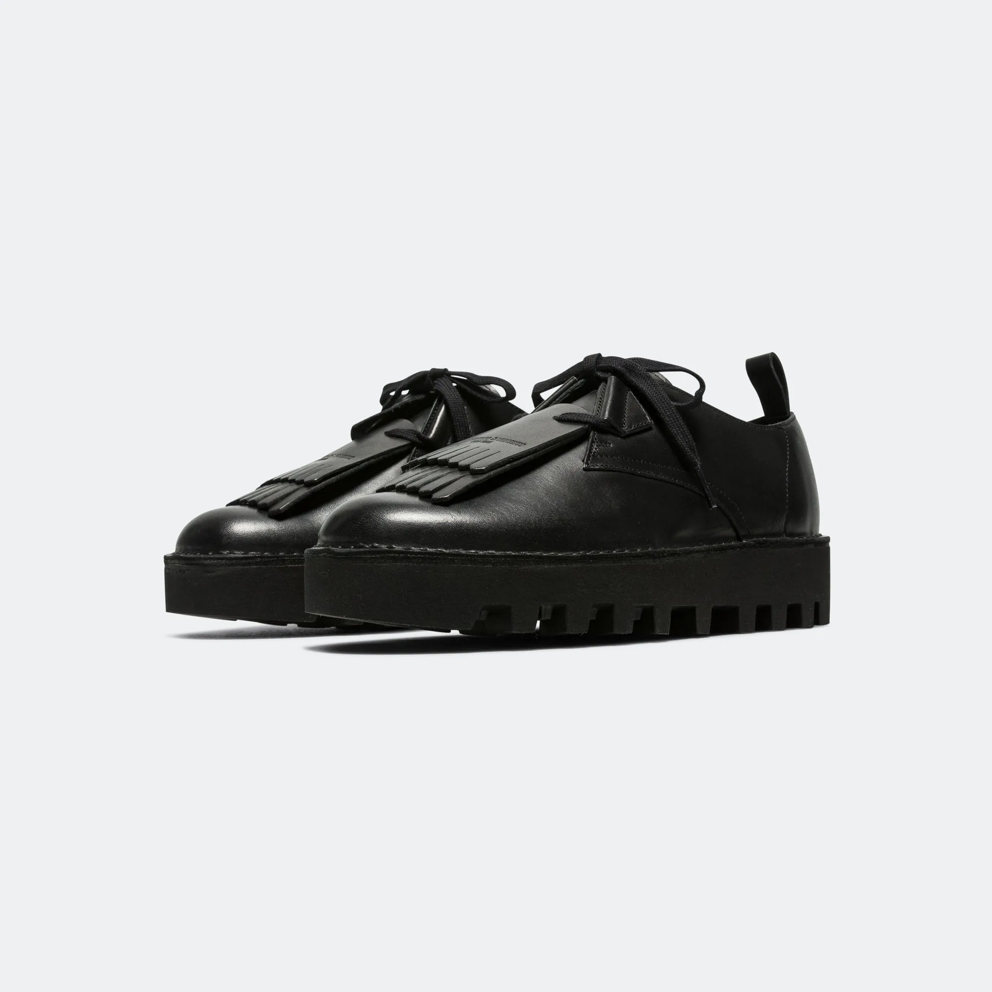 Desert Khan x Engineered Garments - Black Smooth Leather NarrowFit