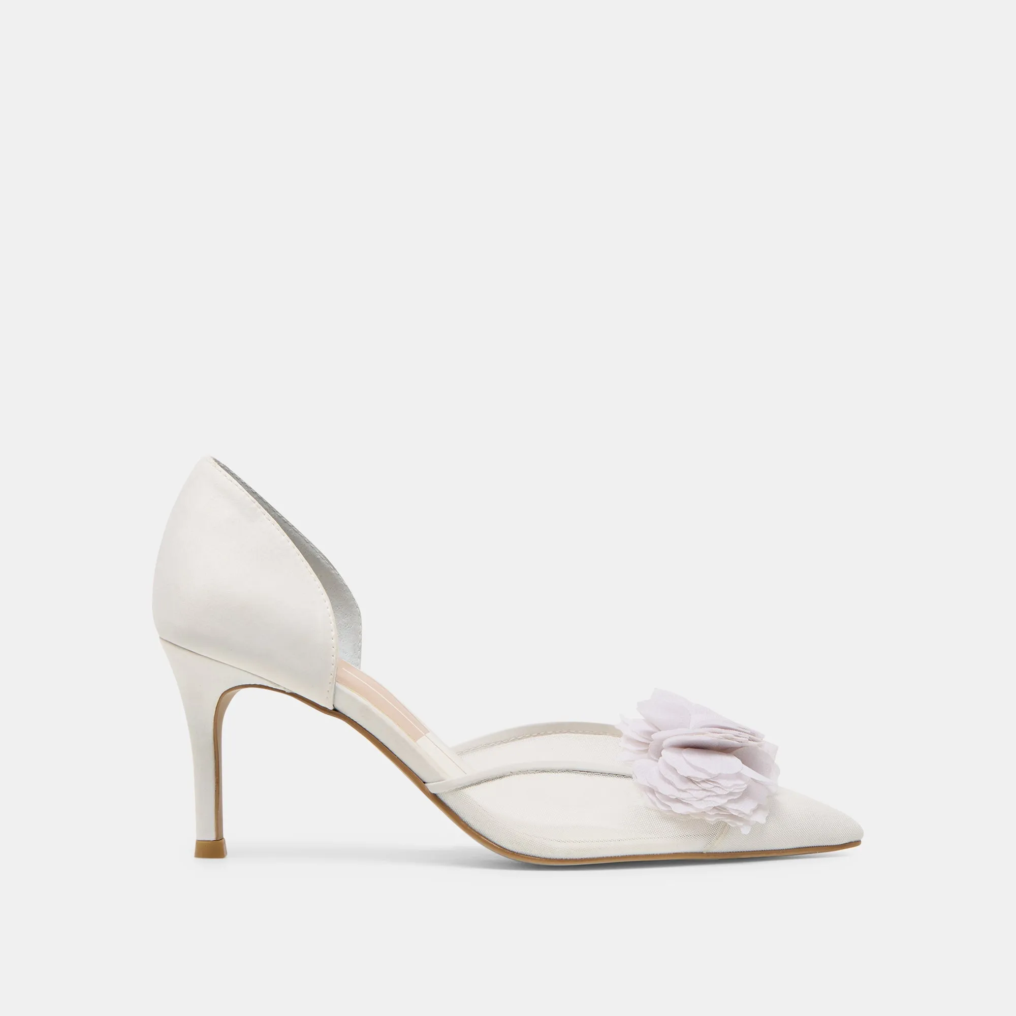 Impact Resistance Heeled Evening Sandals EVELIN HEELS WHITE MESH