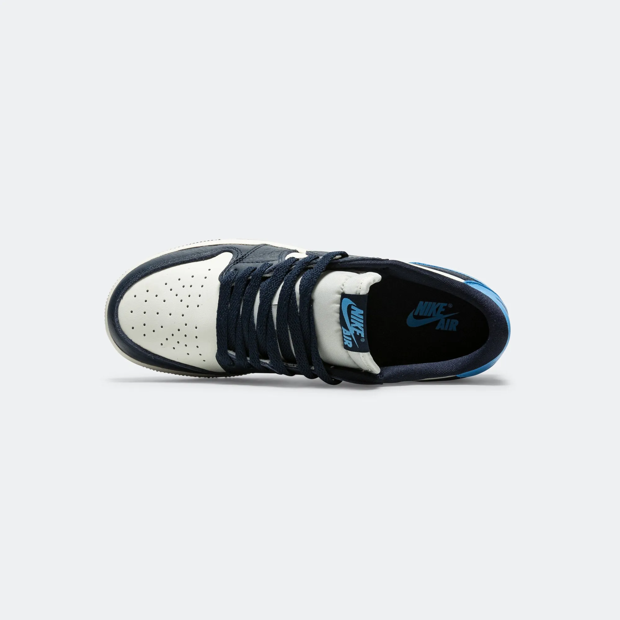 Air Jordan 1 Low OG (GS) - Obsidian/University Blue-Sail Non-marking sole Neutral Stance Platform