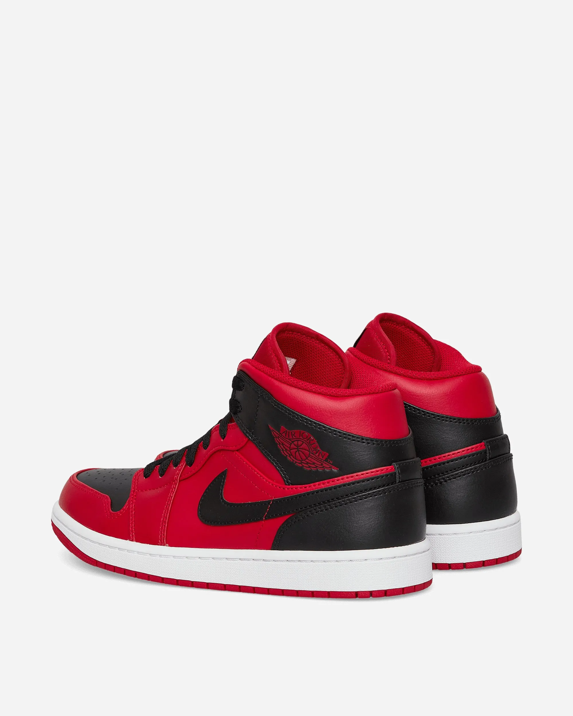 Flat Base Heavy Walk Air Jordan 1 Mid Sneakers Gym Red / Black
