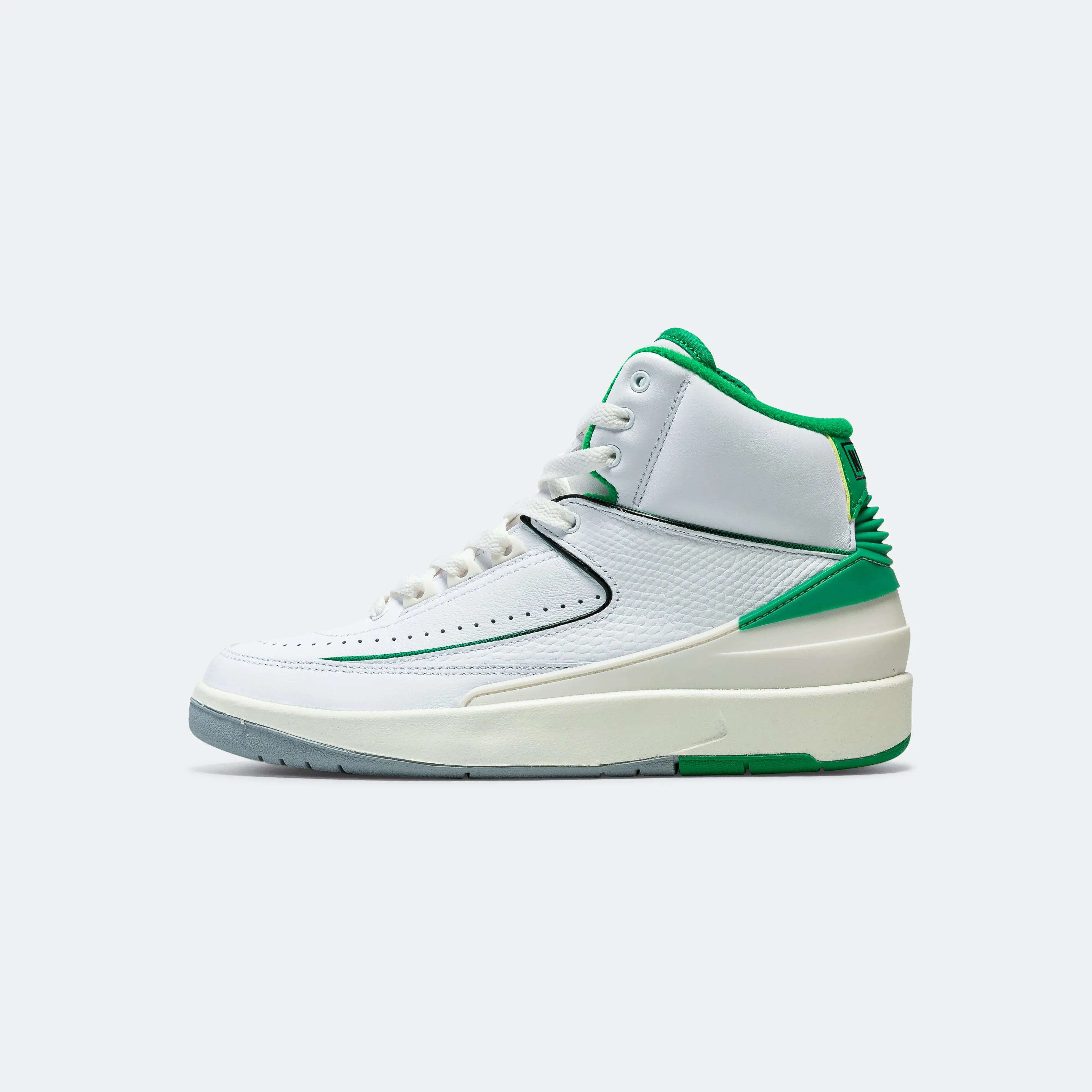 High Rebound Cushioning Core Motion Air Jordan 2 (GS)  - White/Lucky Green-Sail-Lt Steel Grey