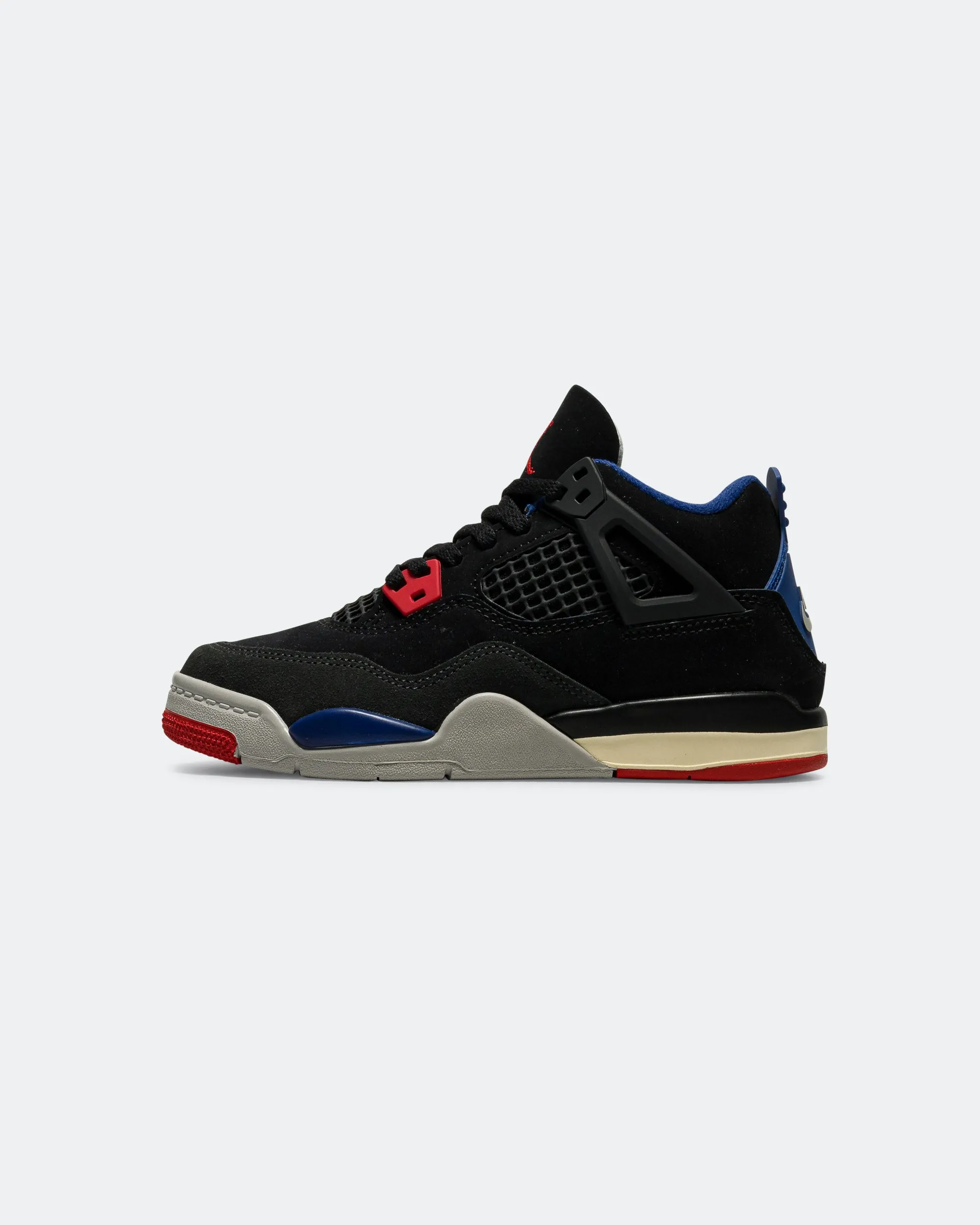 Air Jordan 4 Retro (PS) - Black/Fire Red-Deep Royal Bue Football