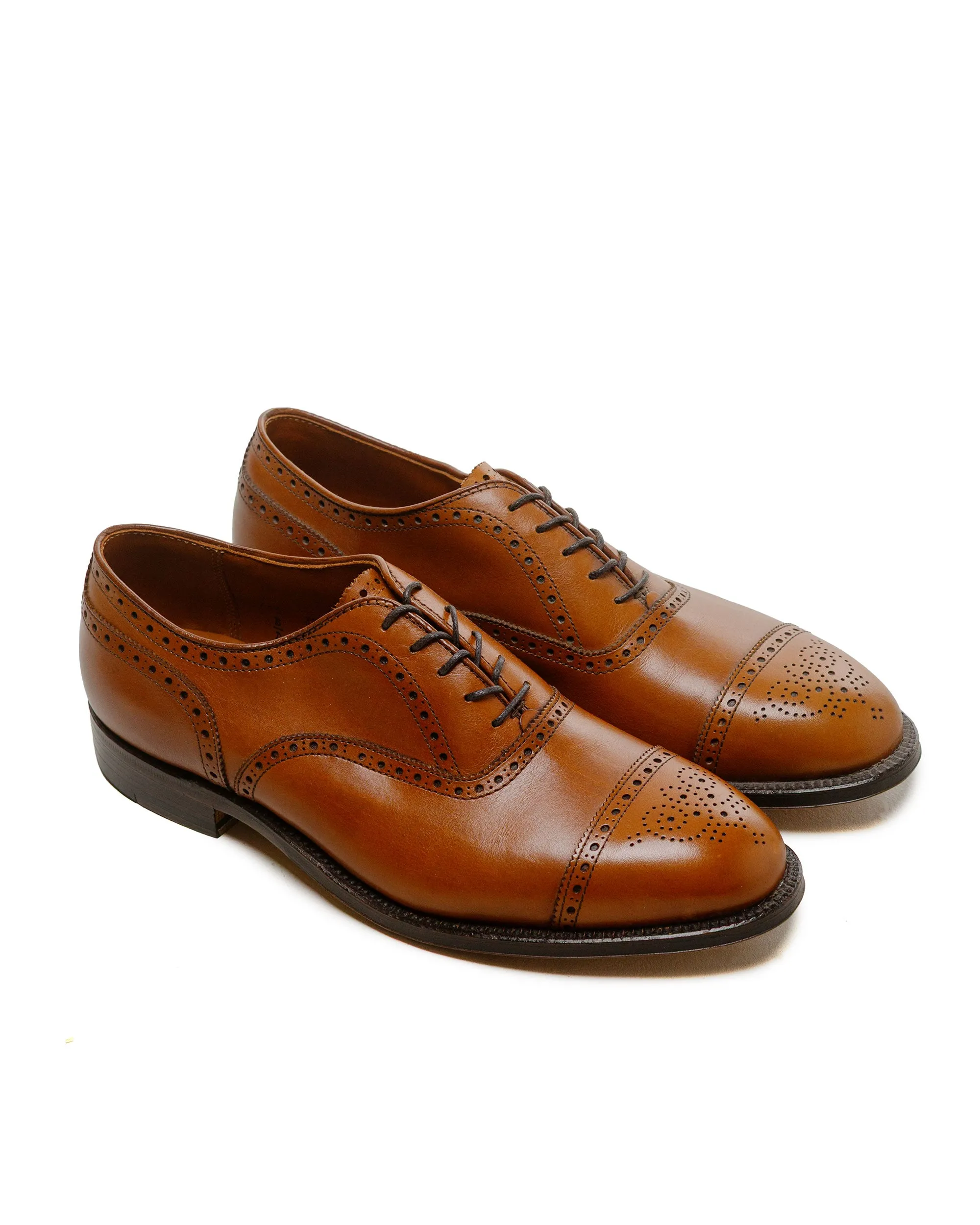 Rain Path Alden Medallion Perf Tip Bal Oxford Burnished Tan Calfskin 911