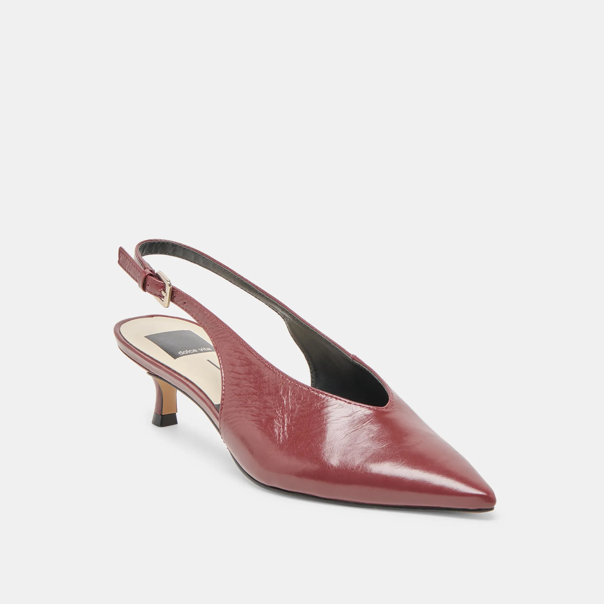 Comfortable Linings ALENNA HEELS OXBLOOD CRINKLE PATENT