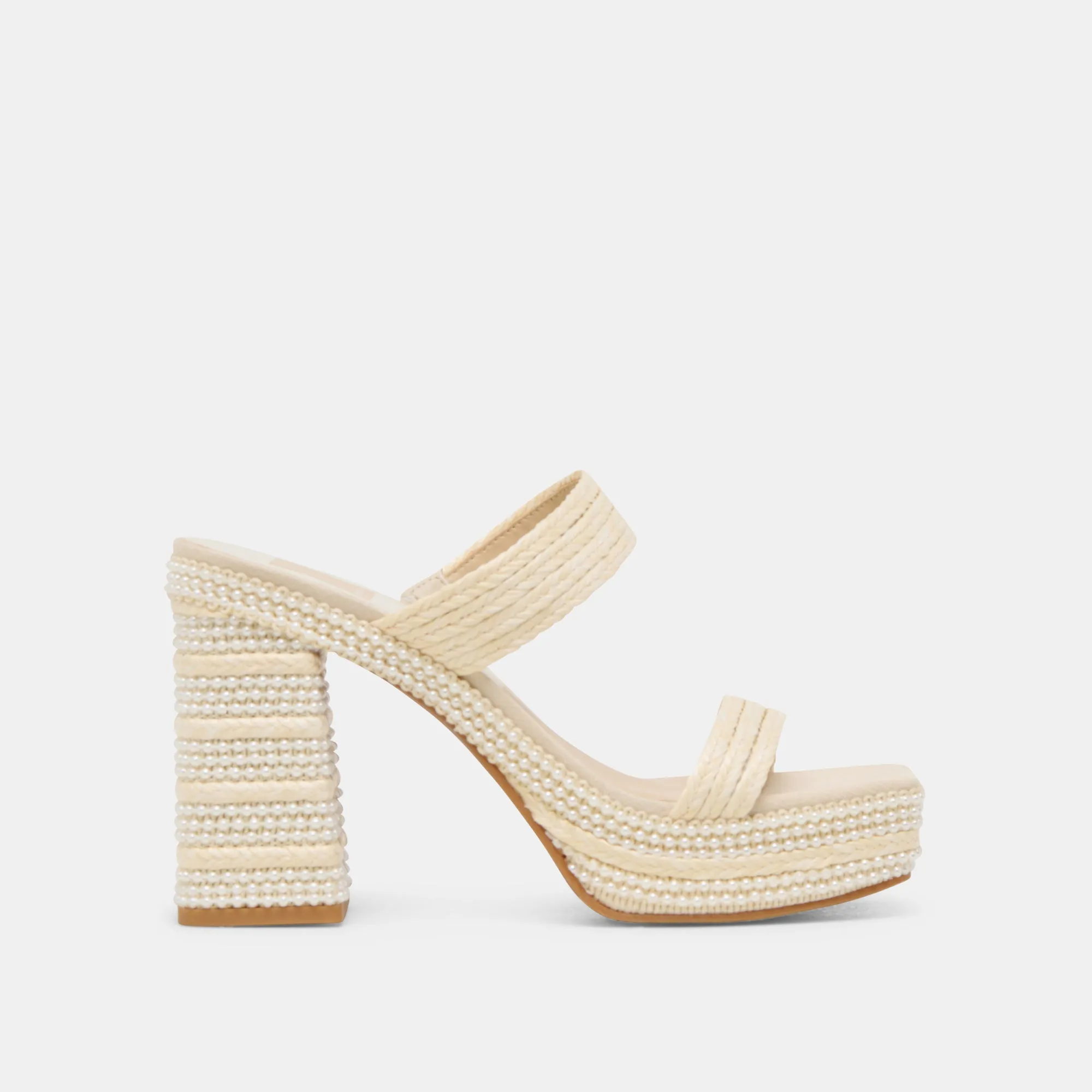 Lightweight Sole Smart Sandals ALIYA PEARL HEELS VANILLA RAFFIA