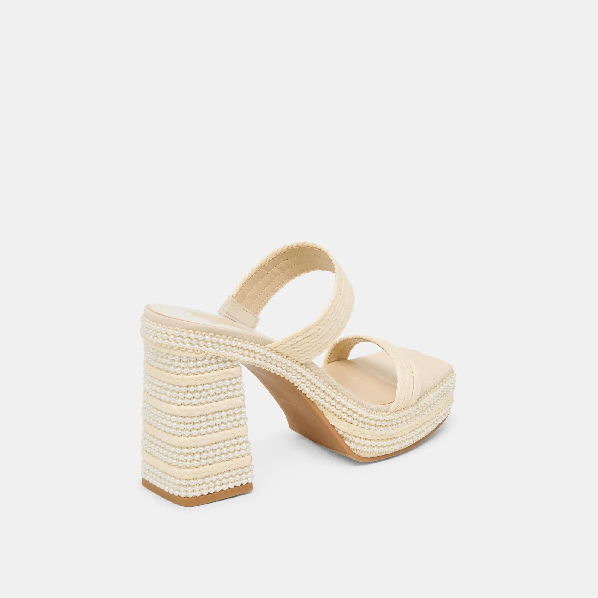 Traction Outsole Slip-On Heels ALIYA PEARL HEELS VANILLA RAFFIA