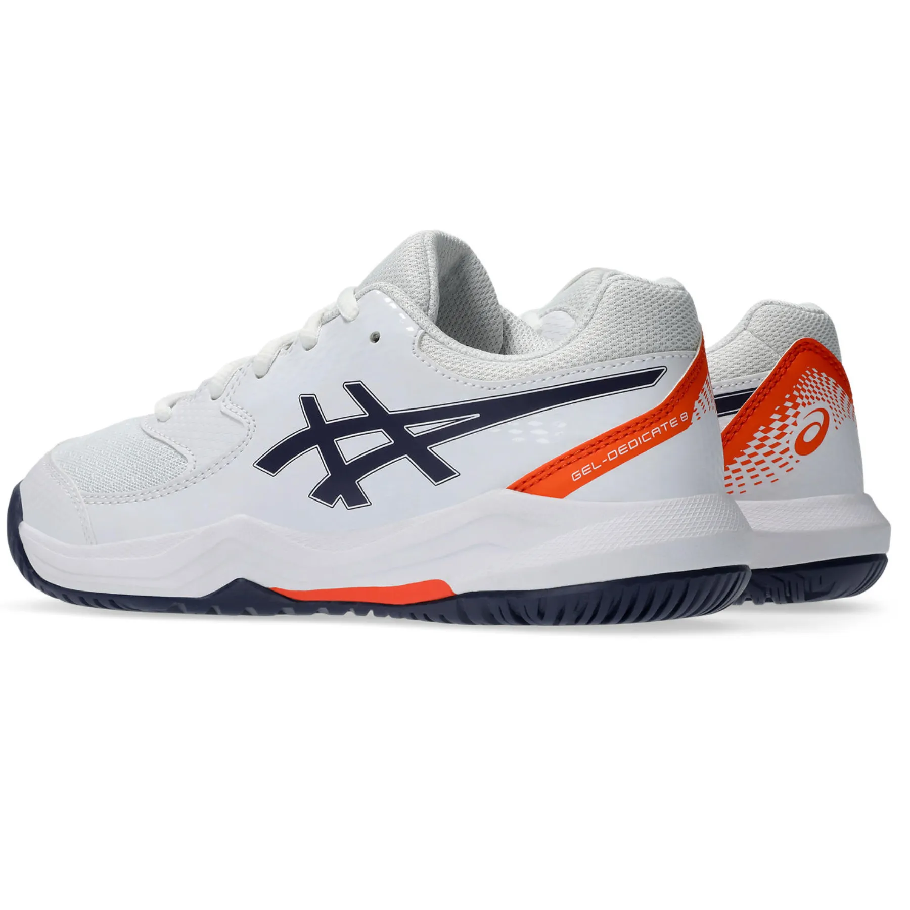 Comfort Cushion Sport Footwear Asics Gel-Dedicate 8 GS Kids Tennis Shoes - White/Indigo Fog