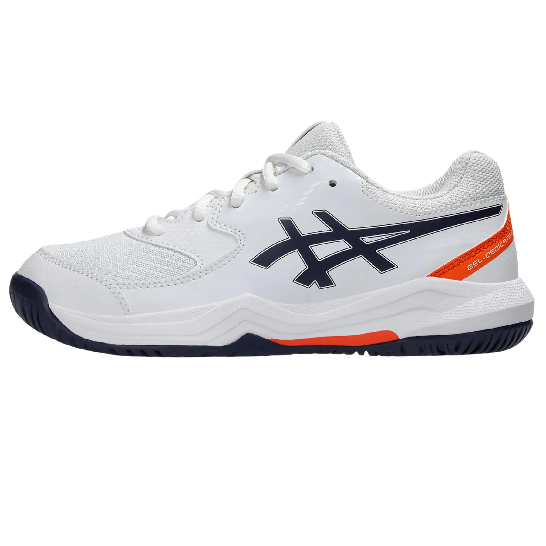 Breathable Design Sport Utility Asics Gel-Dedicate 8 GS Kids Tennis Shoes - White/Indigo Fog