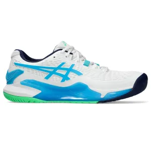 Synthetic Upper Moisture wicking Asics Gel-Resolution 9 Men Tennis Shoes - White/Digital Aqua