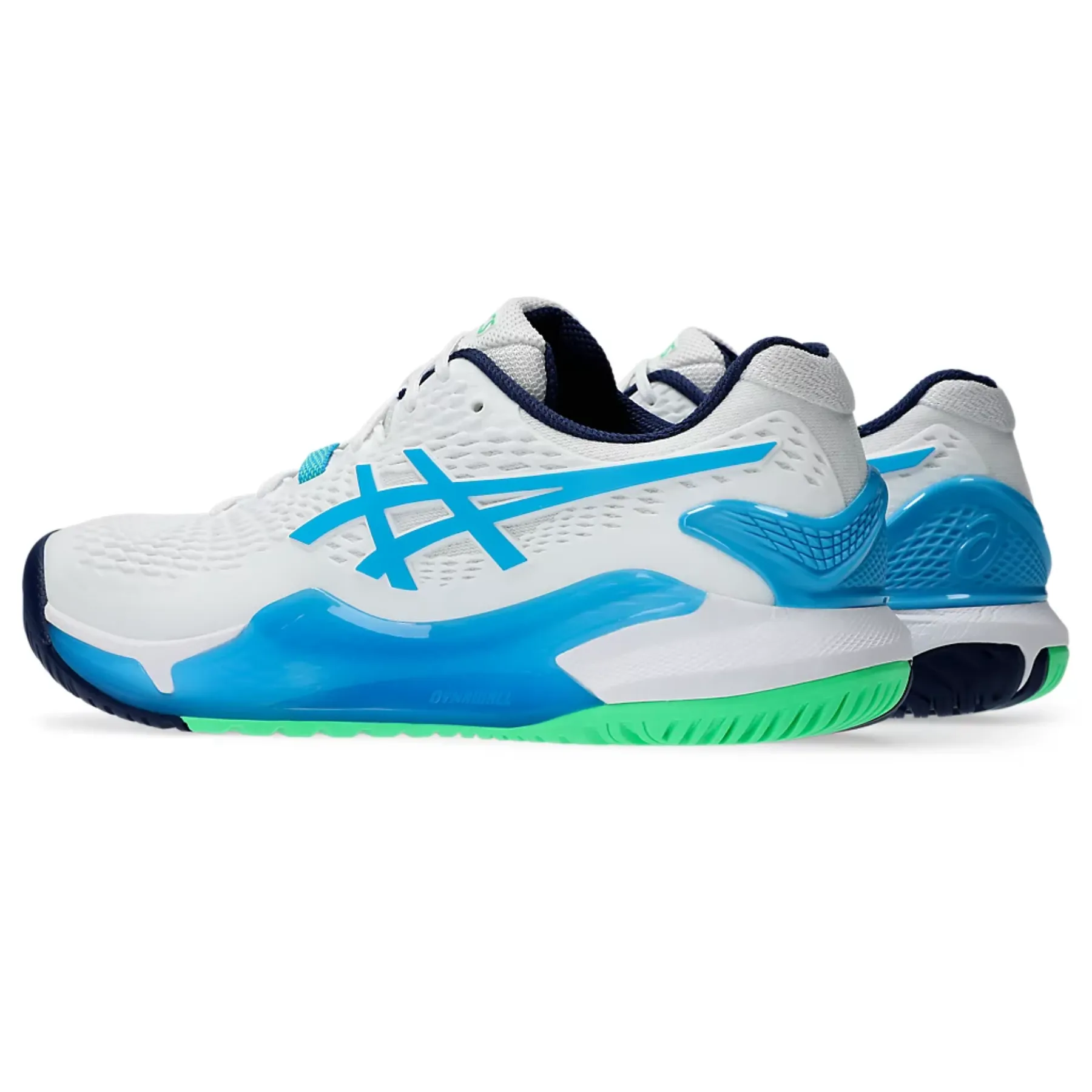 Asics Gel-Resolution 9 Men Tennis Shoes - White/Digital Aqua On The Go Comfortable ankle