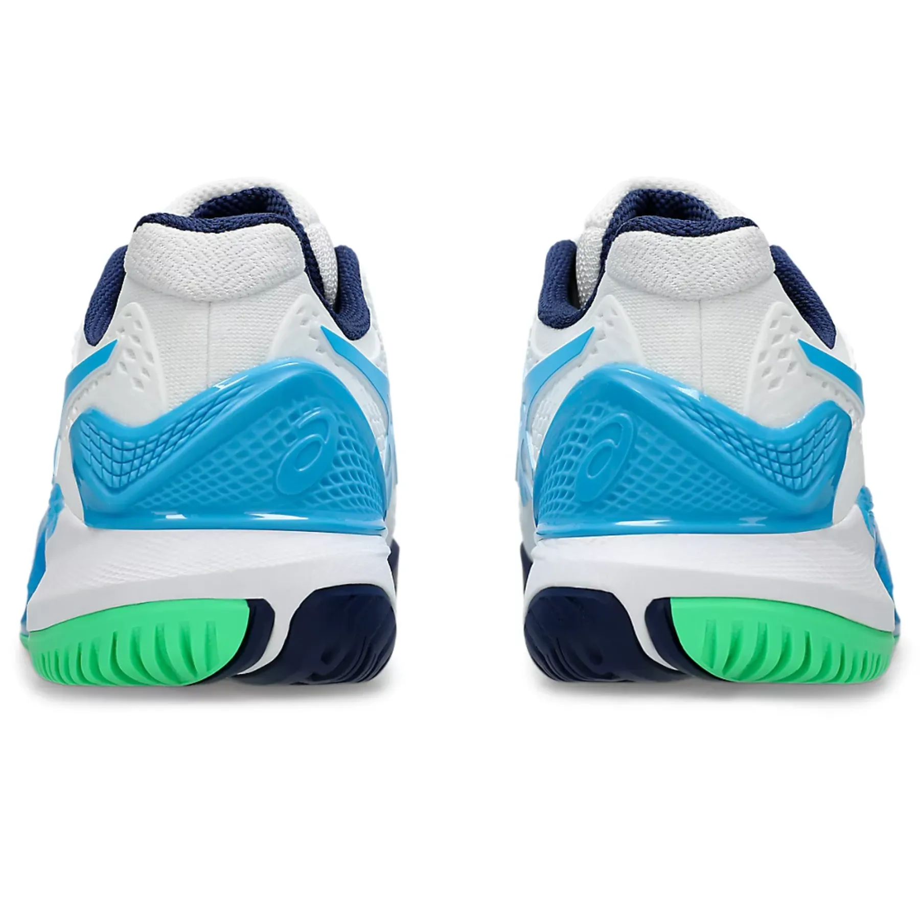 Asics Gel-Resolution 9 Men Tennis Shoes - White/Digital Aqua Outsole Grip Road Friendly
