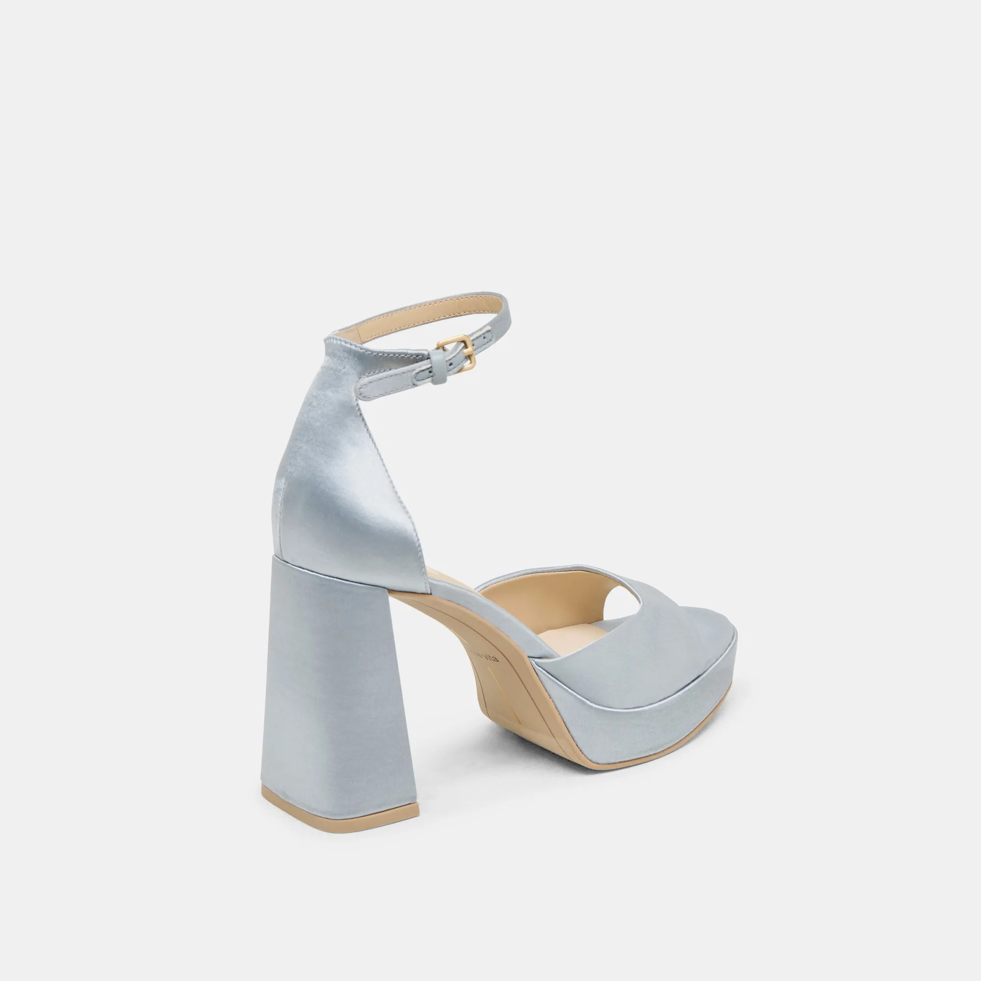 PANDRO HEELS LIGHT BLUE SATIN Wide fit