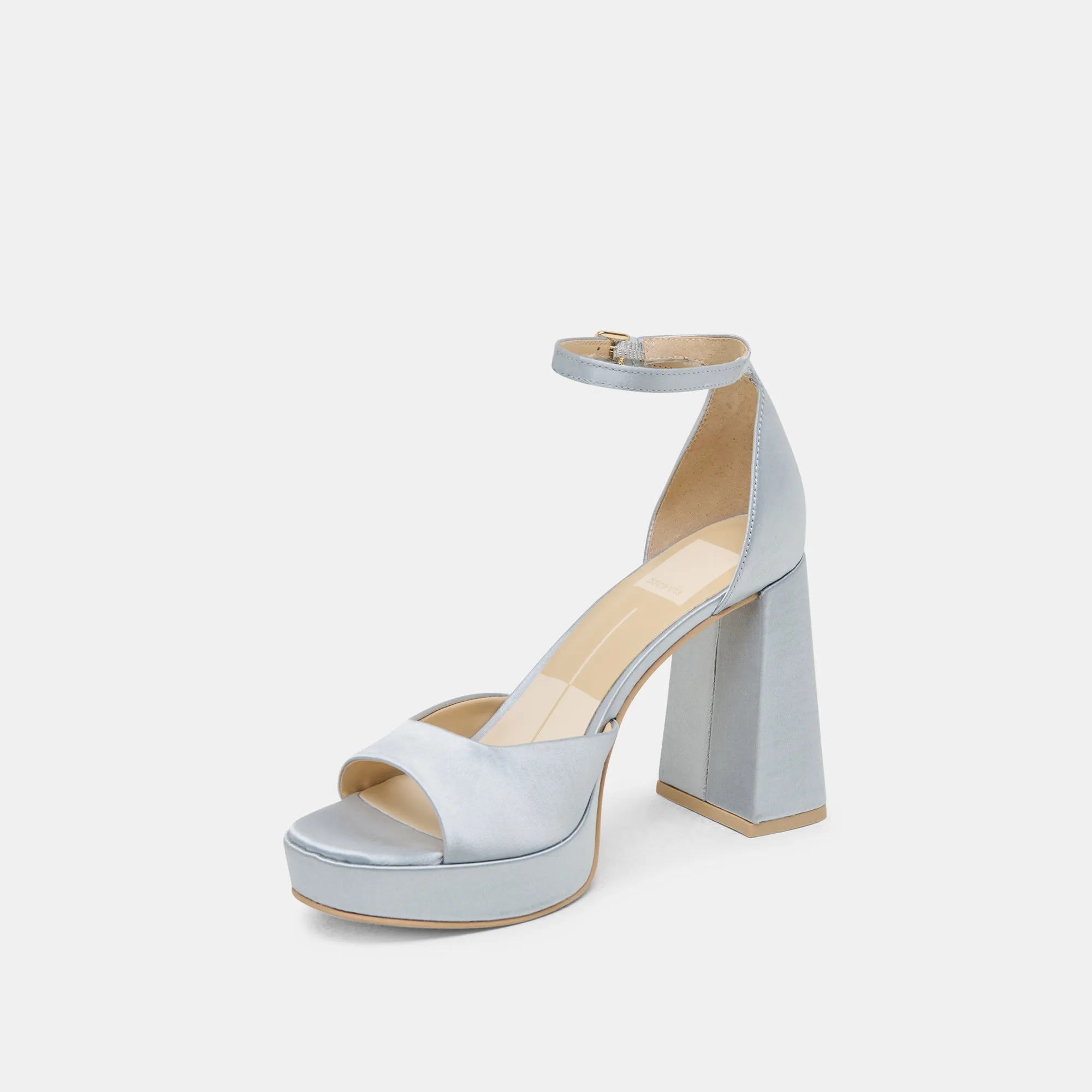PANDRO HEELS LIGHT BLUE SATIN Slip On Style