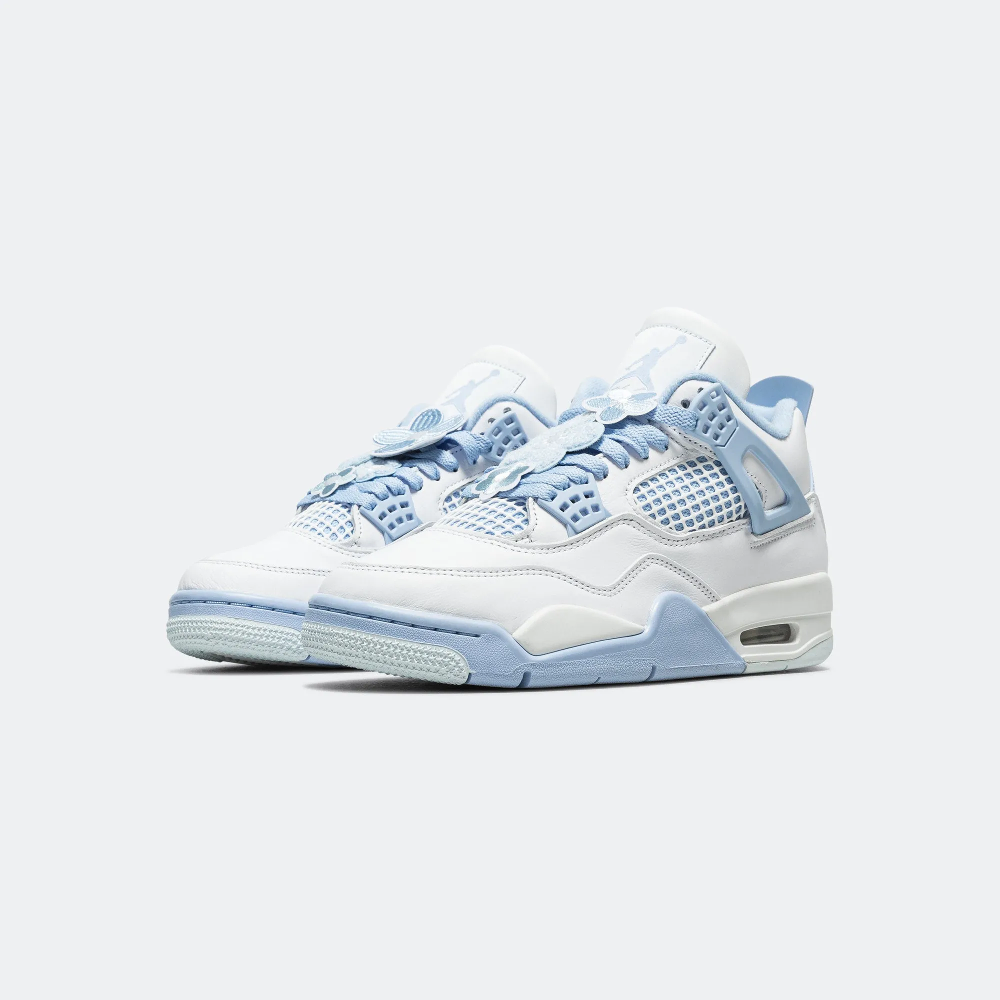 High-performance piece Balanced Curve Womens Air Jordan 4 Retro - White/Aluminum-Blue Tint-Oil Green