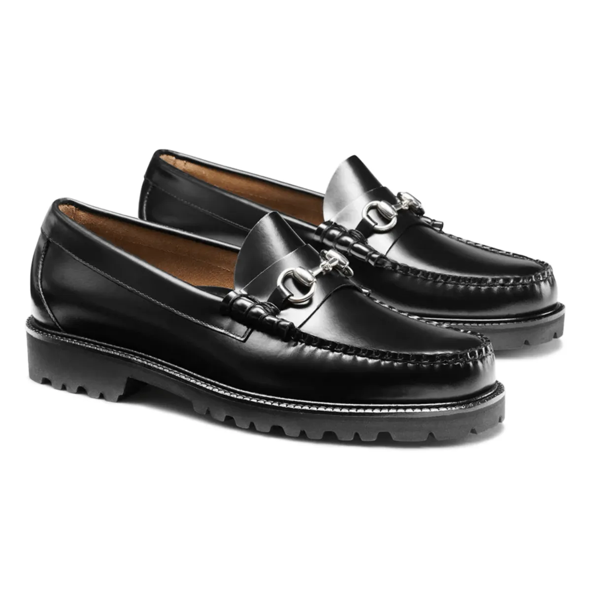 G.H. Bass Men's Lincoln Bit Lug WeeJun Black Leather Lean Build