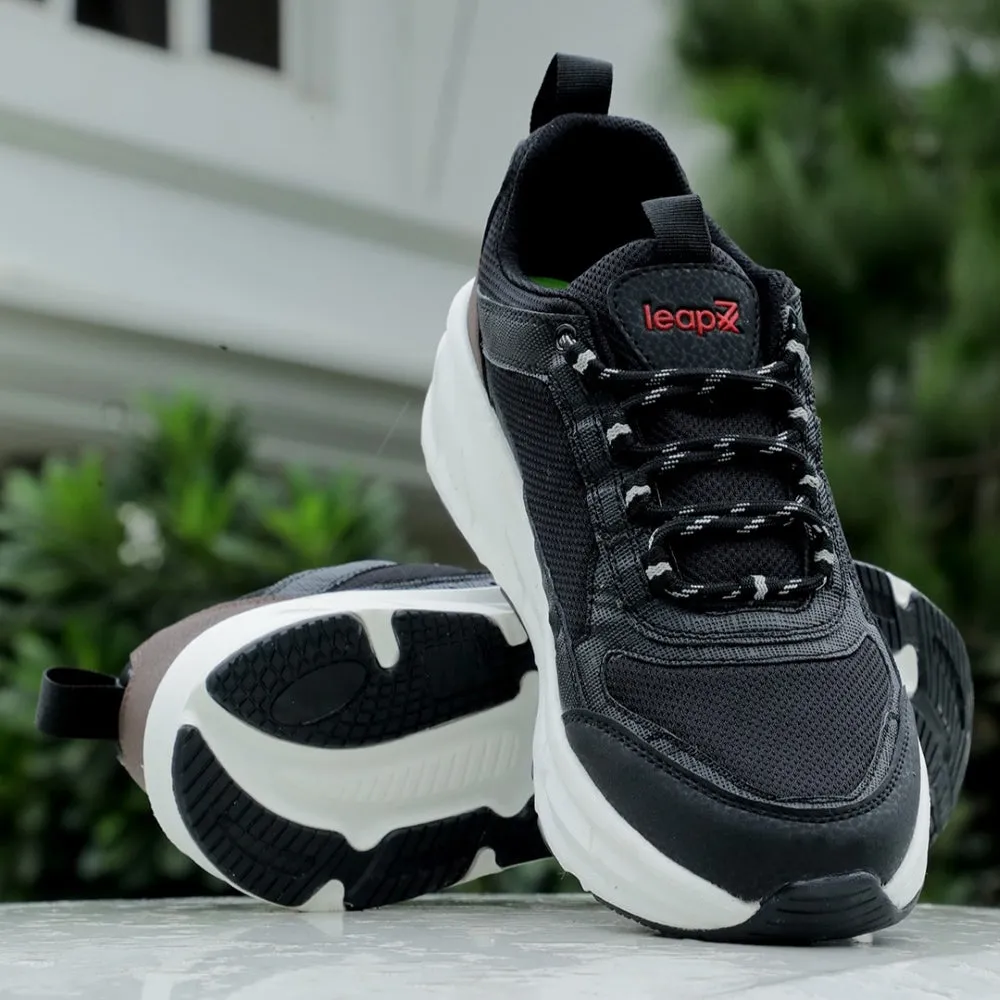 Leap7x Sports Black Running Shoes For Mens MOUNT-E By Liberty asphalt - running shoes running with a hydration pack