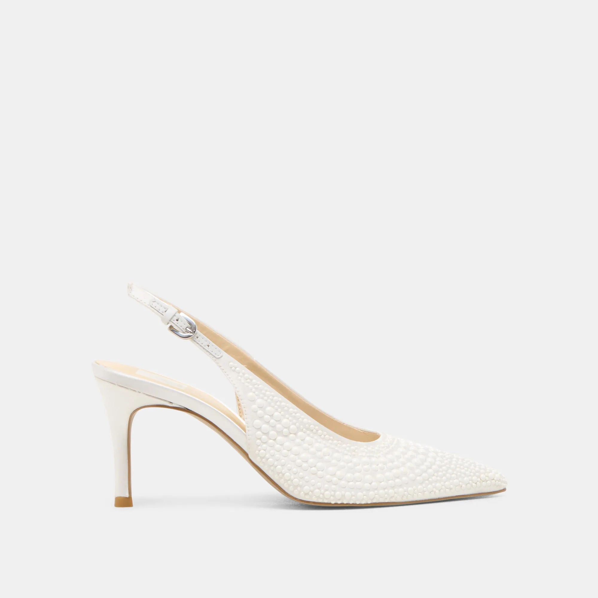ELASI PEARL HEELS TRUE WHITE SATIN Premium Sandals