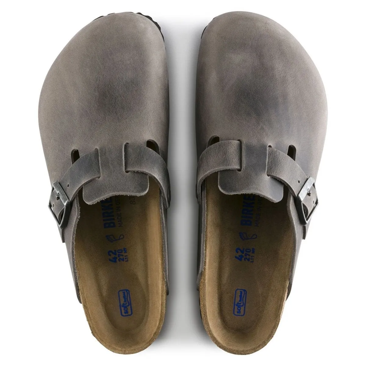 Birkenstock Men's Boston Soft Footbed Iron Oiled Leather Sport Life Throw Hike