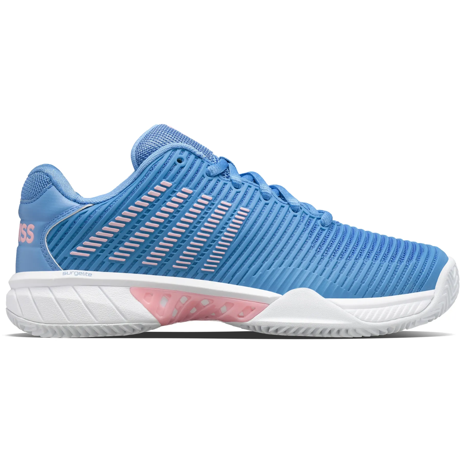 Comfort Walk K Swiss Hypercourt Express 2 HB Women Tennis Shoes - Silver Lake Blue/White/Orchid Pink