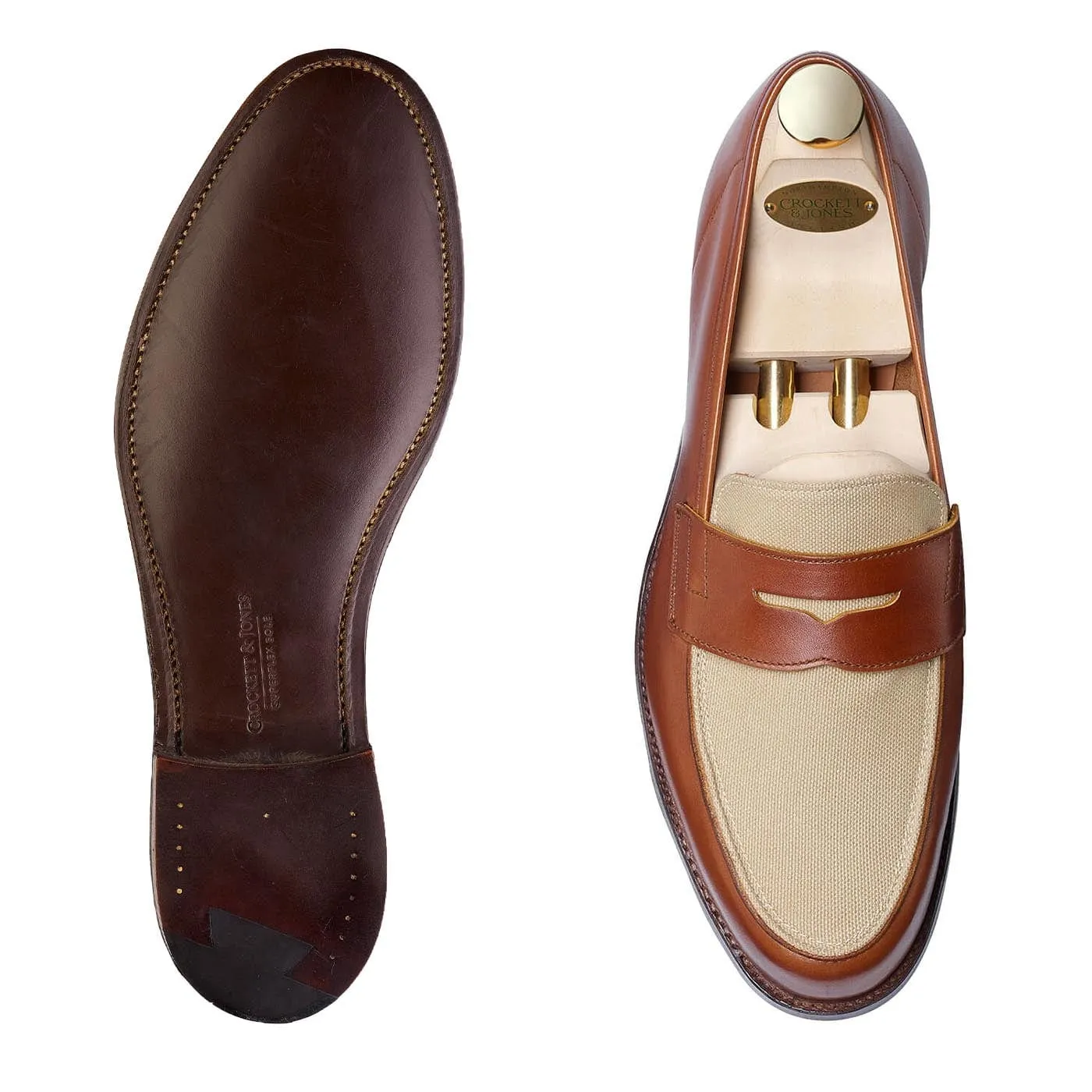 Richmond 2 Tan Burnished Calf & Stone Canvas Vegetable-Tanned