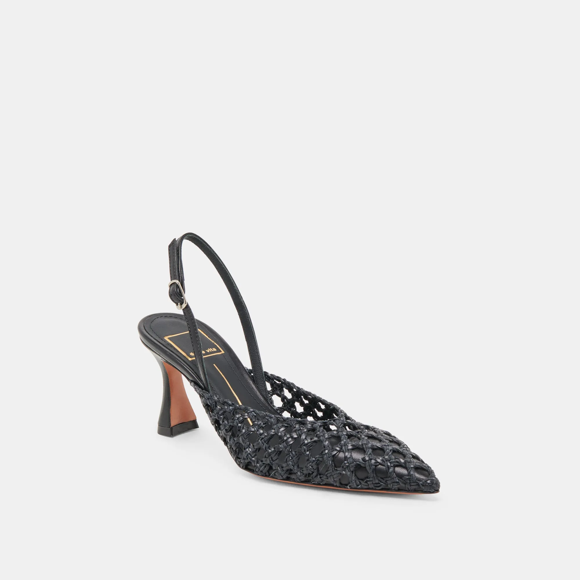 Casual Heels for Work Anti Abrasion GLORIA HEELS BLACK WOVEN