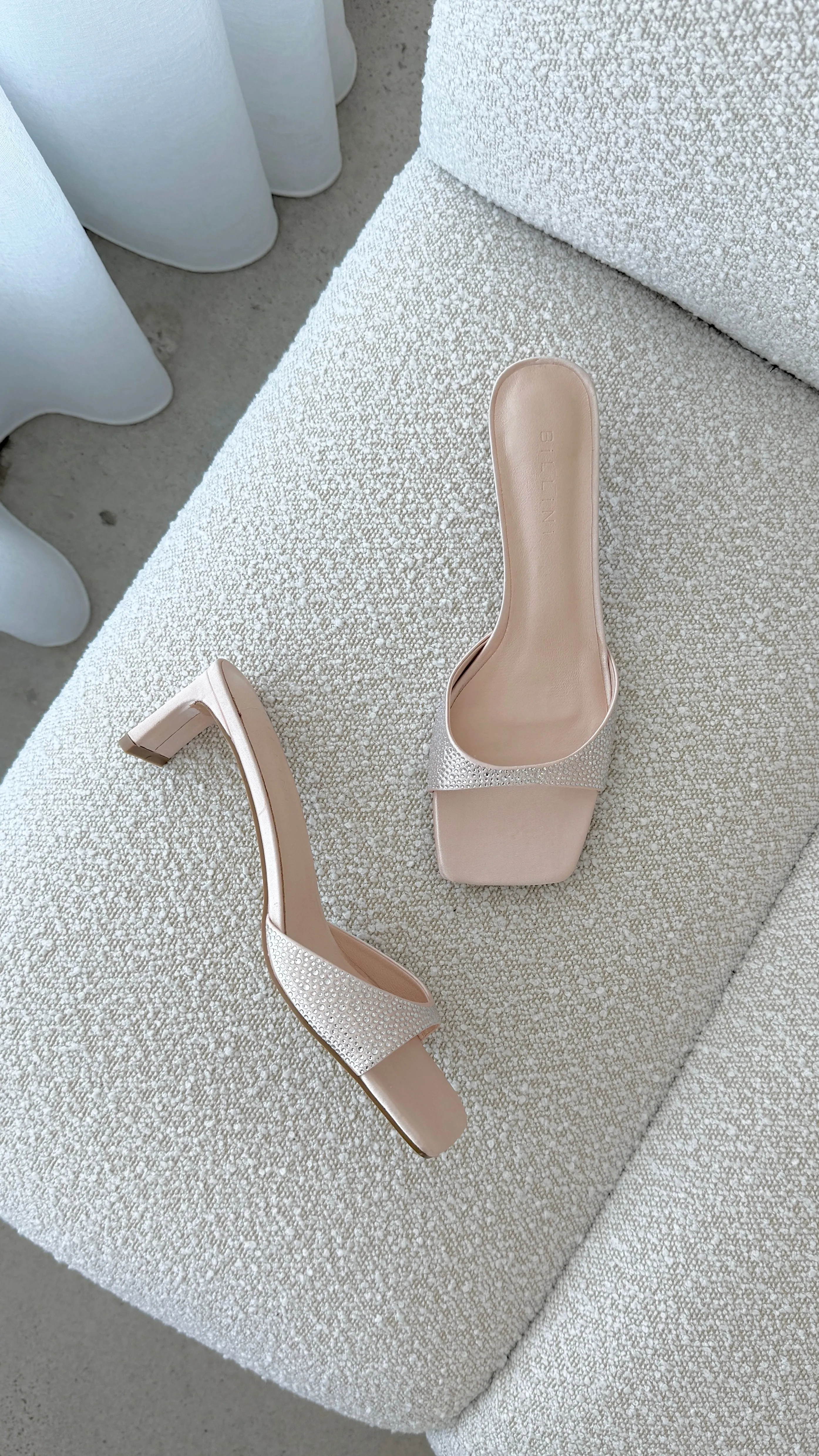 Classic Appeal Yiri Heels - Champagne Satin Diamante