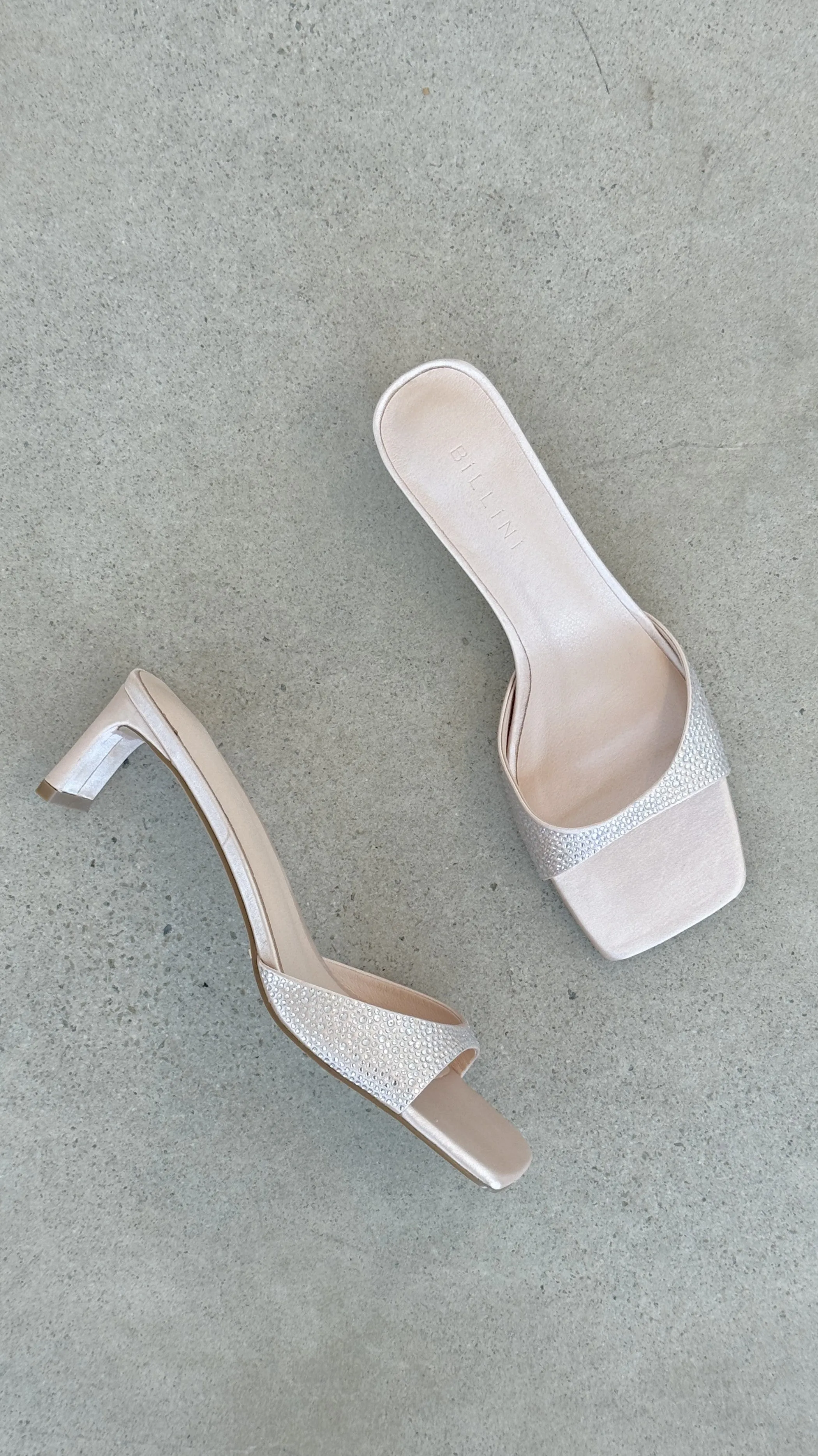 Yiri Heels - Champagne Satin Diamante Luxury heels Fall Footwear