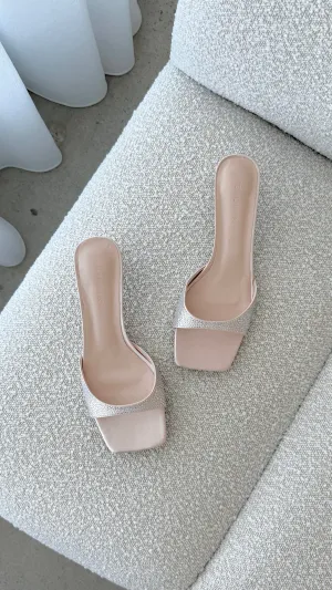 Trendy Shoes Bold Choice Yiri Heels - Champagne Satin Diamante