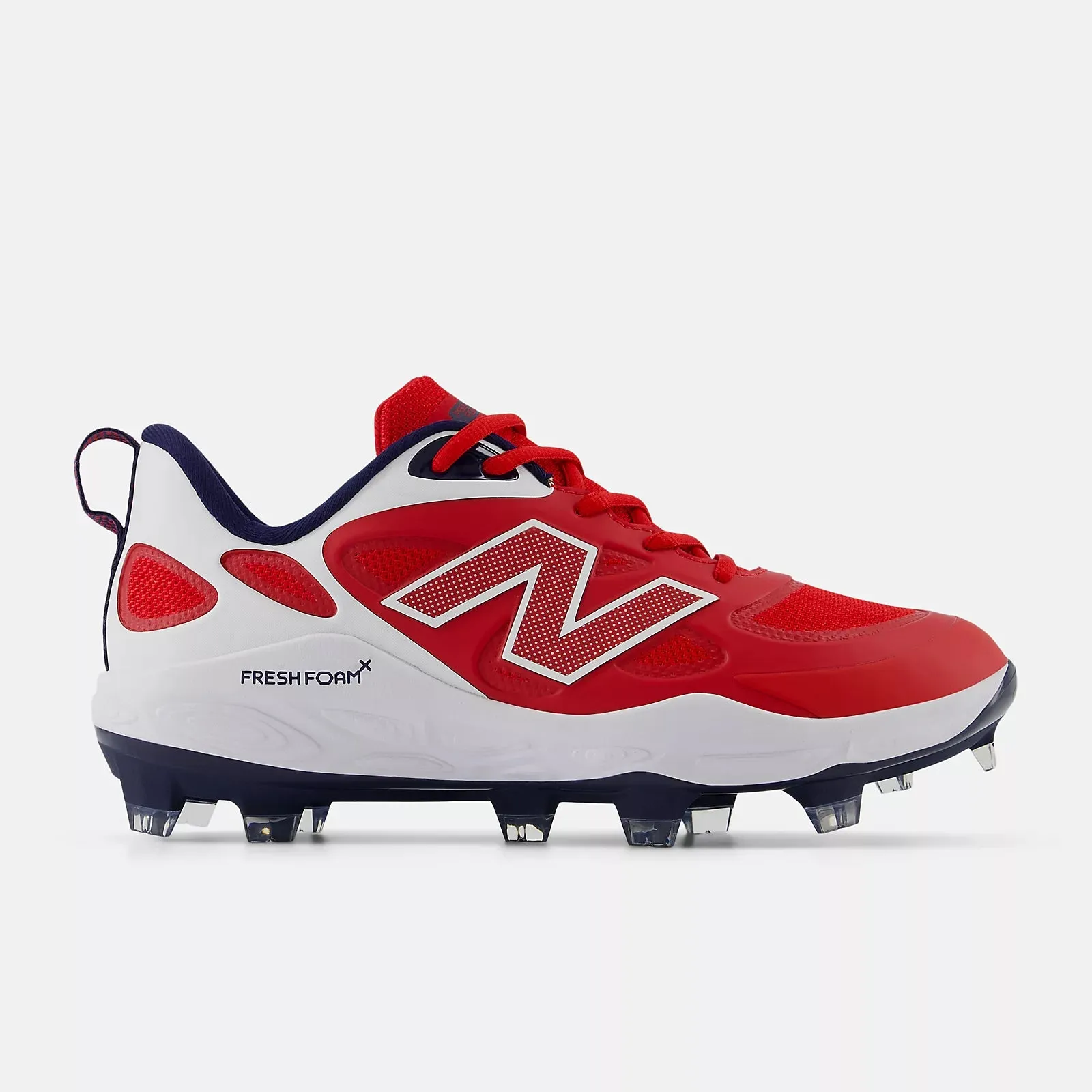 New Balance Women's Fresh Foam X Velo v4 Molded Softball Cleats - Red/White SPVELOU4 Sleek Function