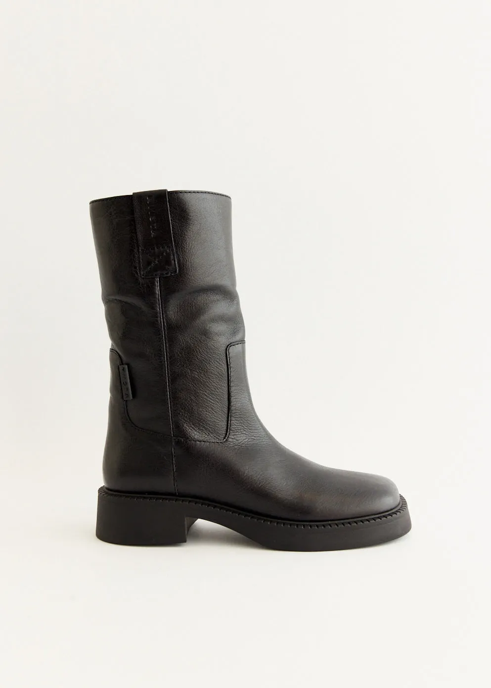 Comfort Fit Leather Upper Aron Raw Black Ankle Boots