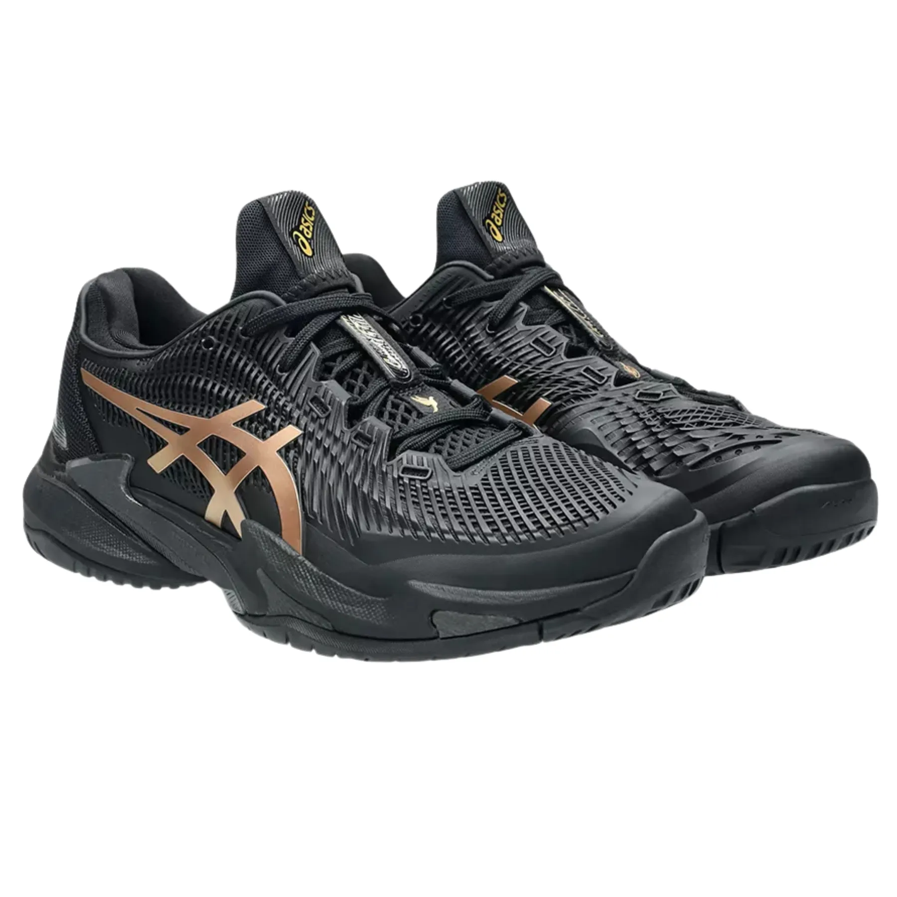 Comfortable Asics Court FF 3 Novak Night Energy Hard Court Mens Tennis Shoes - Black/Prism Gold