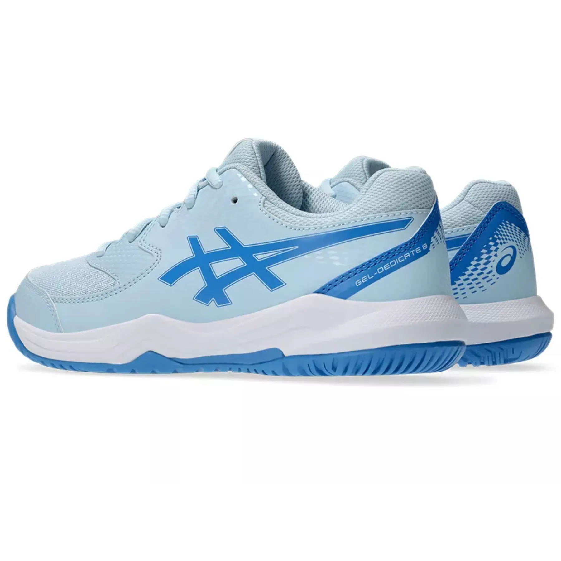 Asics Gel Dedicate 8 GS Junior Tennis Shoes - Light Blue/Blue Coast Contoured Footbed Soft Liner
