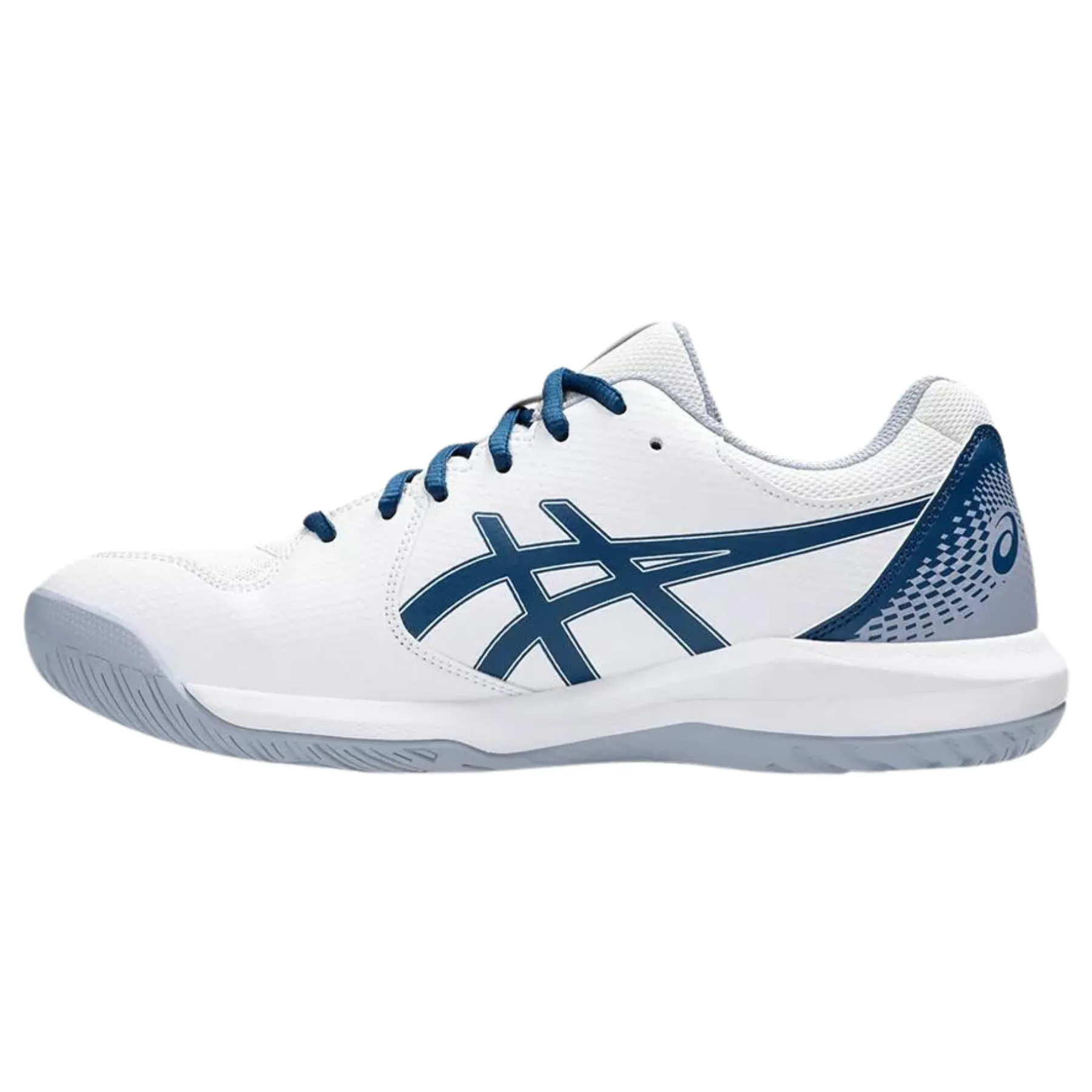 Asics Gel Dedicate 8 Mens Tennis Shoes - White/Mako Blue Seamless Fit Active Foam